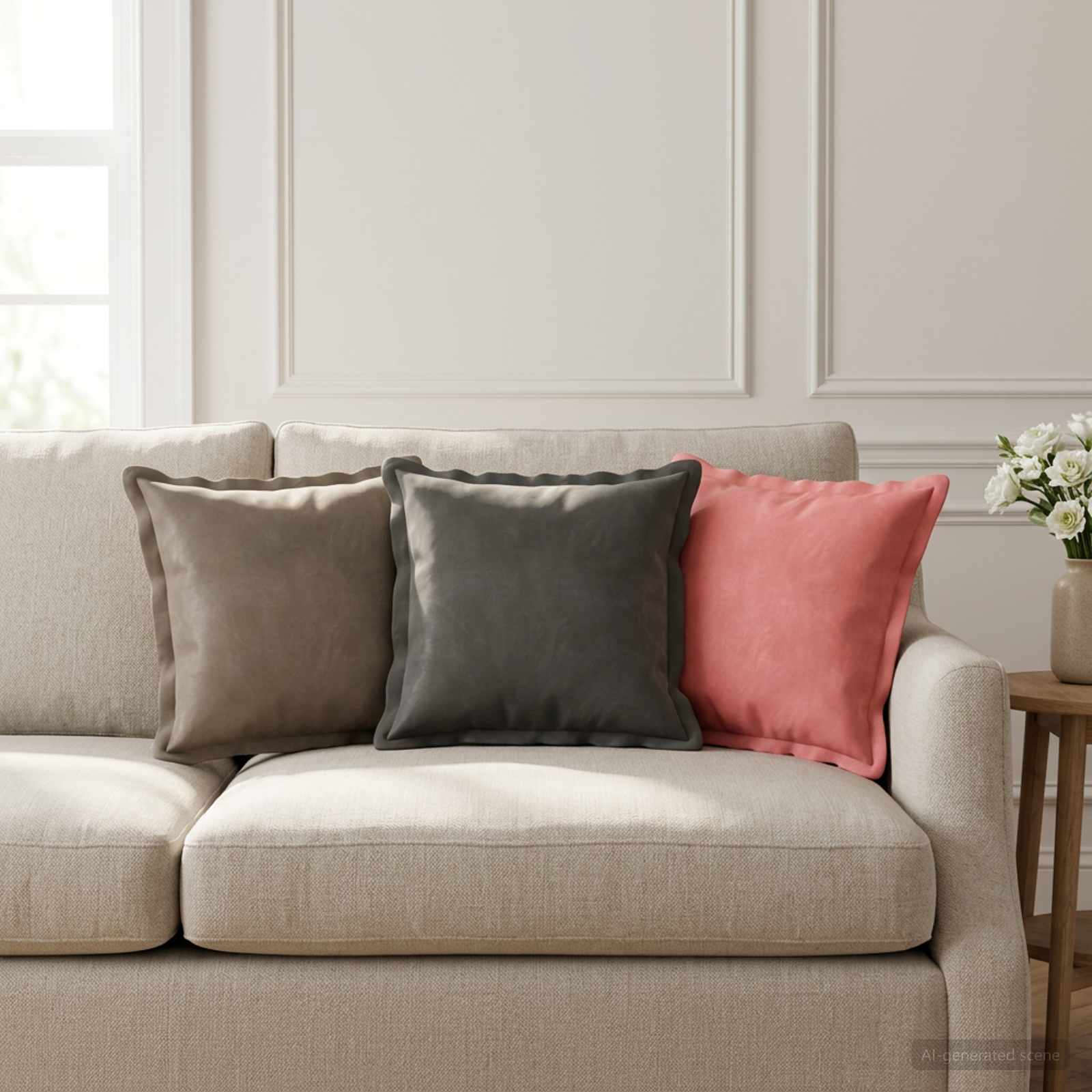 Kussen met kussen HOUTEN 2 st Roze fluweel image 1