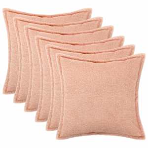 vidaXL Diivanipadi 6 pcs HOUTEN Roosa 30 x 30 cm Boucl&eacute;