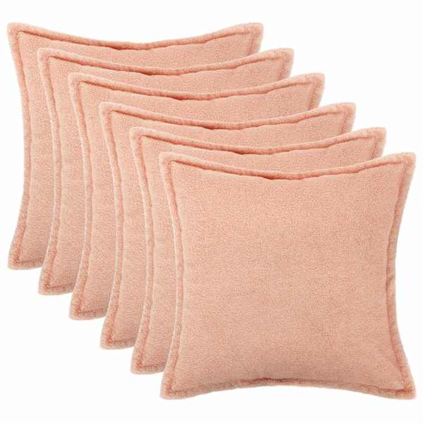 vidaXL Diivanipadi 6 pcs HOUTEN Roosa 30 x 30 cm Boucl&eacute;