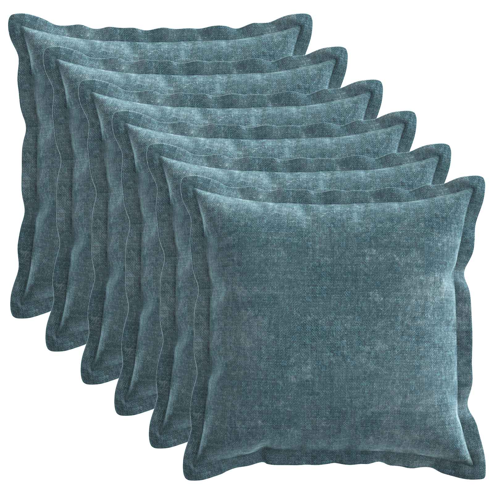 Kussensloop 6 st HOUTEN Blauw 30 x 30 cm Chenille Stof image 2