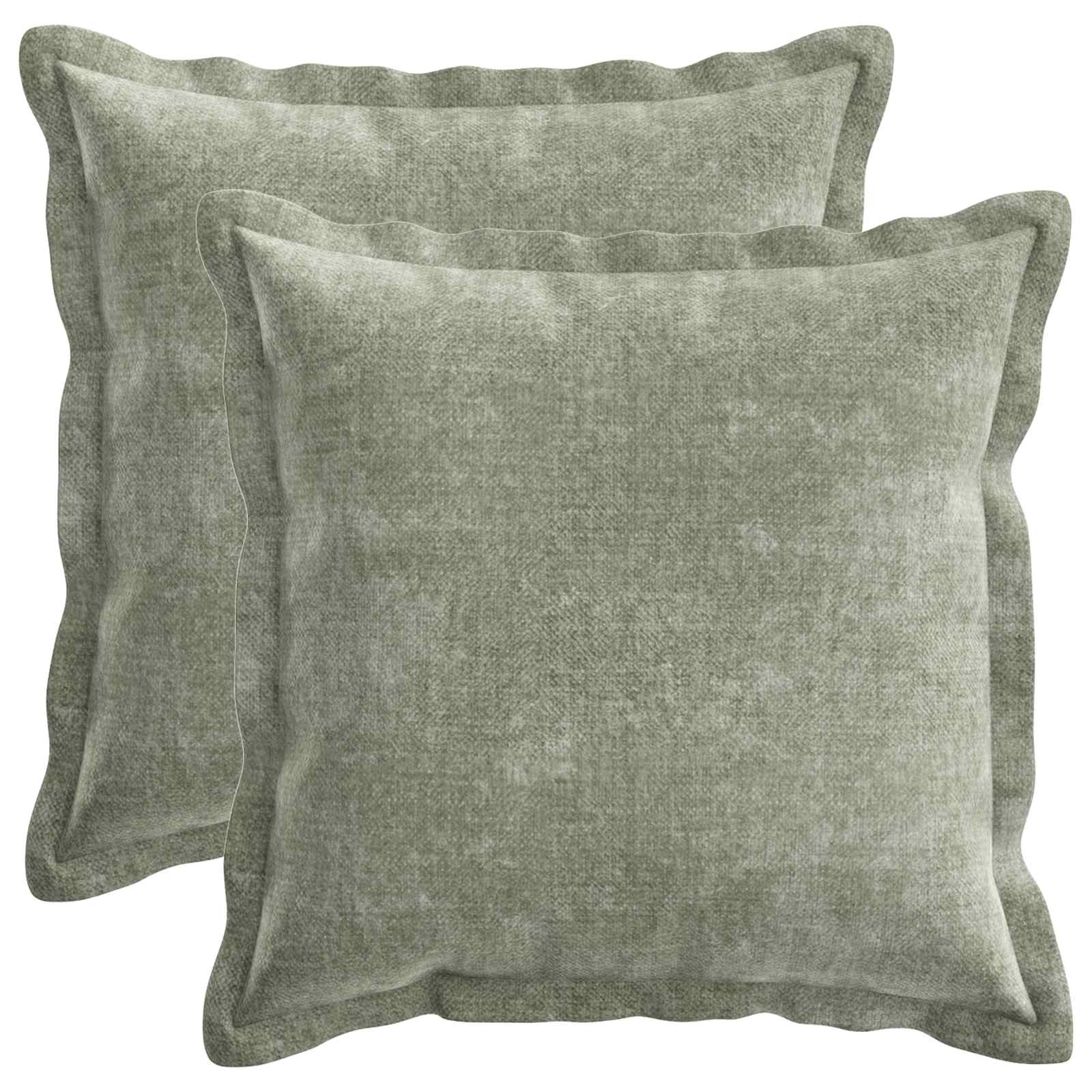 Kussensloop 2 st HOUTEN Groen 30 x 30 cm Chenille Stof image 2