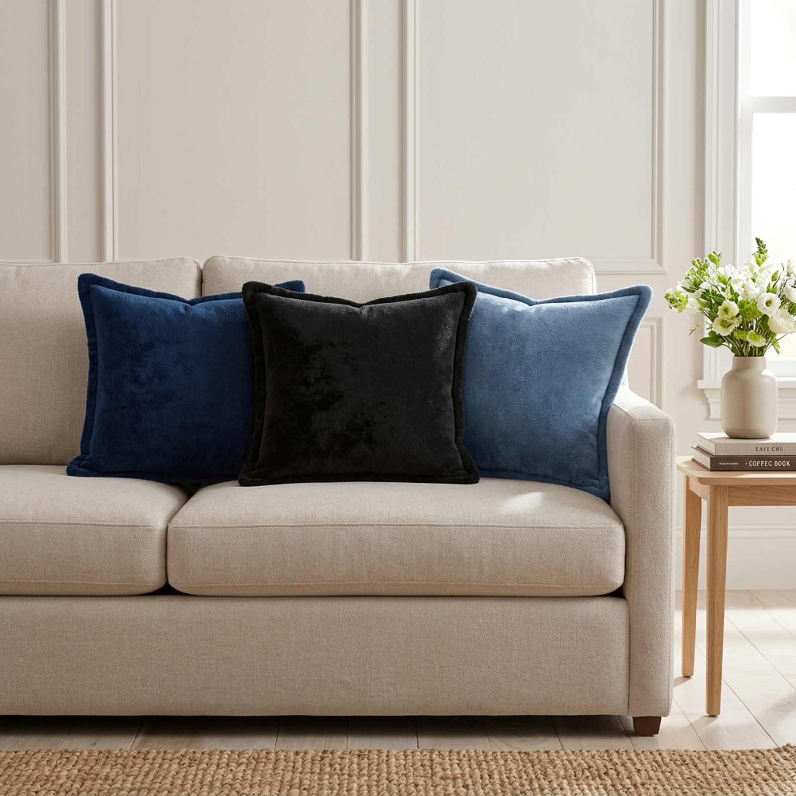 vidaXL Pudebetræk 2 stk. HOUTEN Sort 40 x 40 cm Flannel