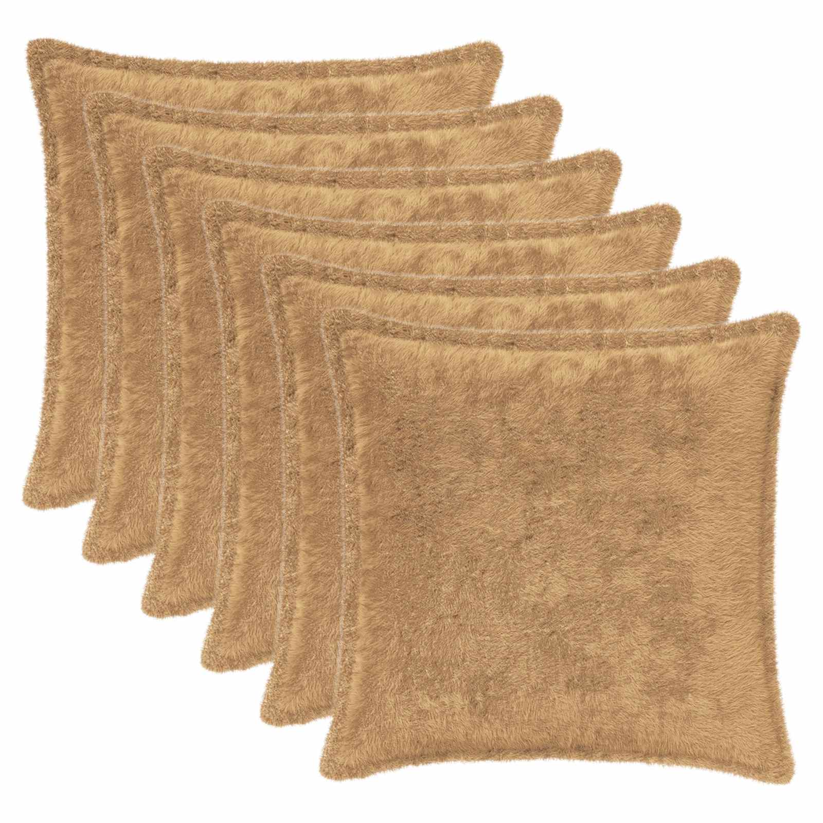 Kussensloop 6 st HOUTEN Taupe 30 x 30 cm Nep Konijnenbont image 1