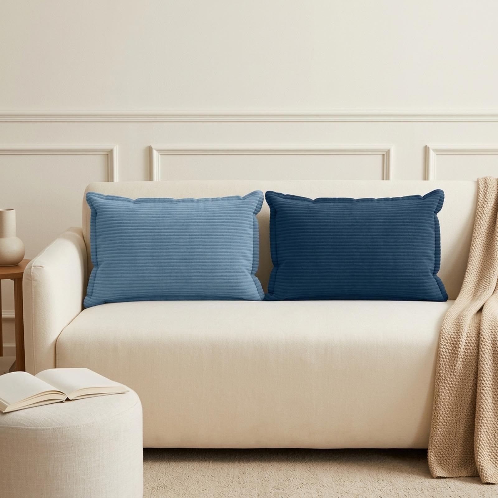 Prevleka za blazino 2 kos HOUTEN Modra 40 x 60 cm korduroy