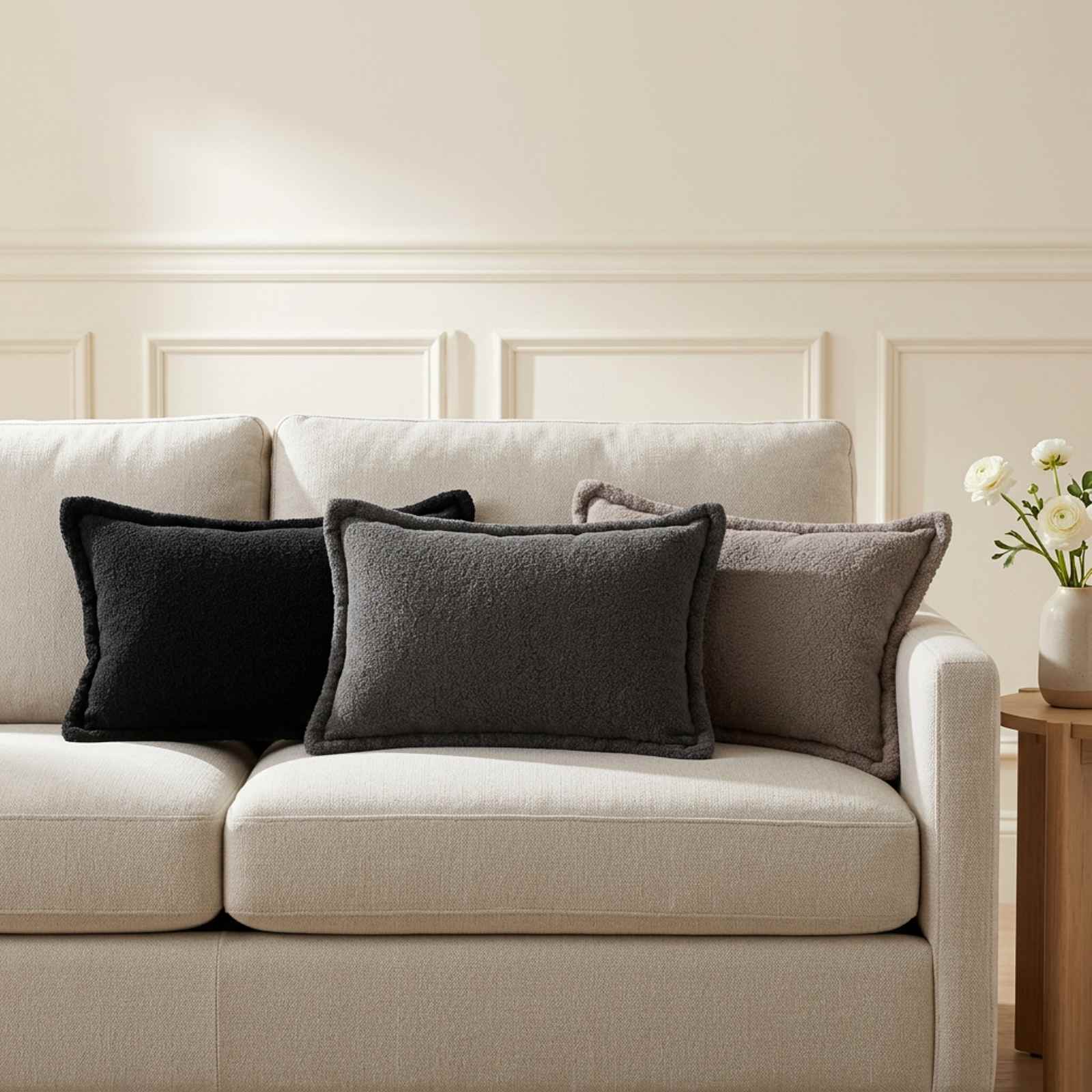 Prevleka za blazino 6 kos HOUTEN Svetlo siva 40 x 60 cm Bouclé