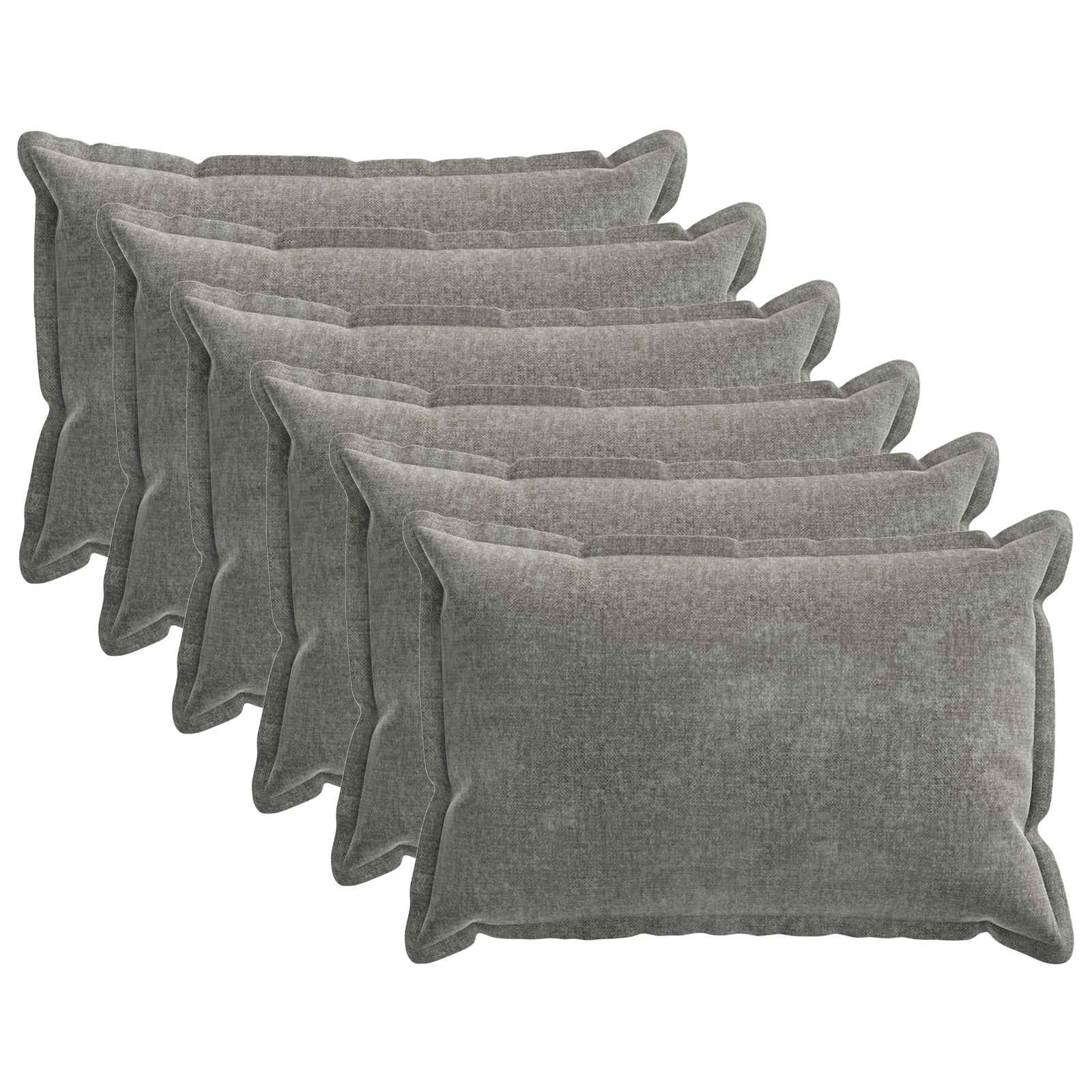 Kussensloop 6 st HOUTEN Donkergrijs 30 x 50 cm Chenille Stof image 2