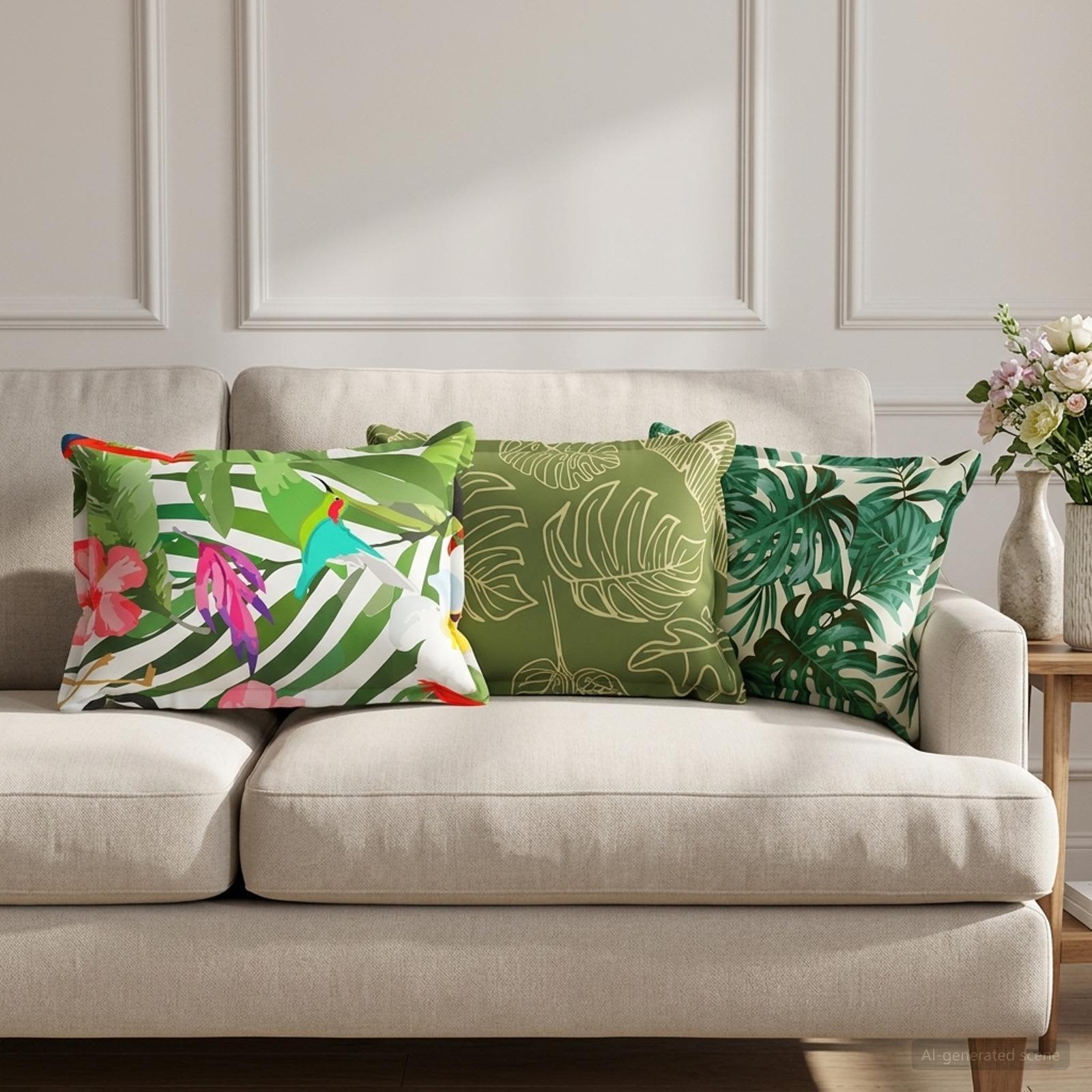 vidaXL Kussensloop 6 st HOUTEN Bladontwerp 40 x 60 cm Polyester