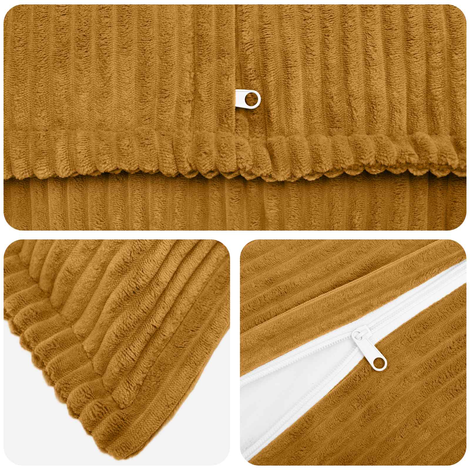 Kussensloop 6 st HOUTEN Geel 35 x 35 cm corduroy image 4