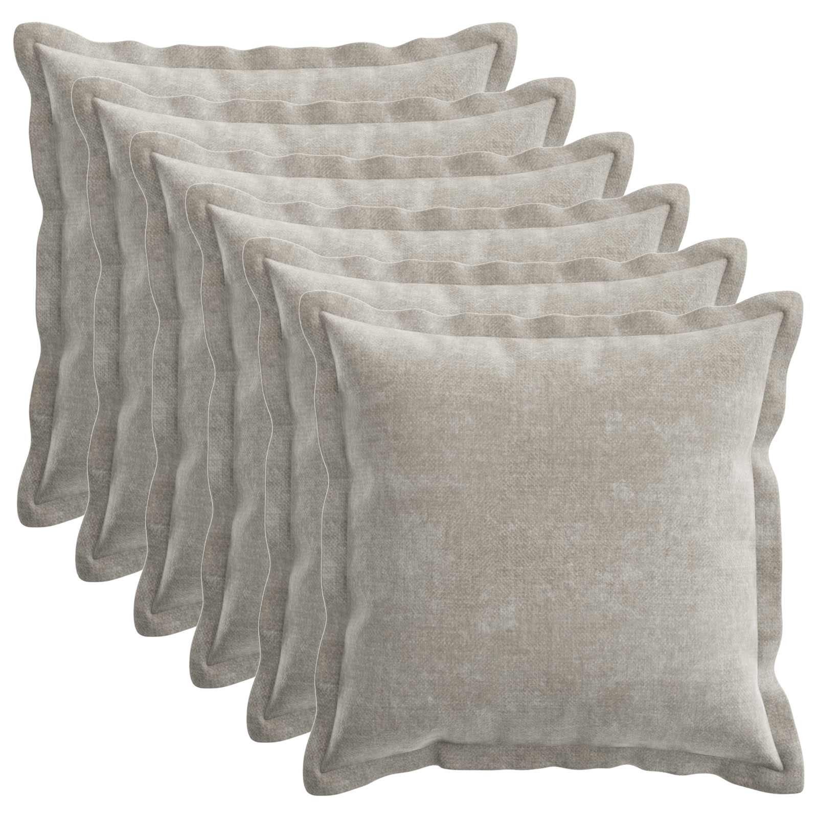 Kussensloop 6 st HOUTEN Lichtgrijs 35 x 35 cm Chenille Stof image 2