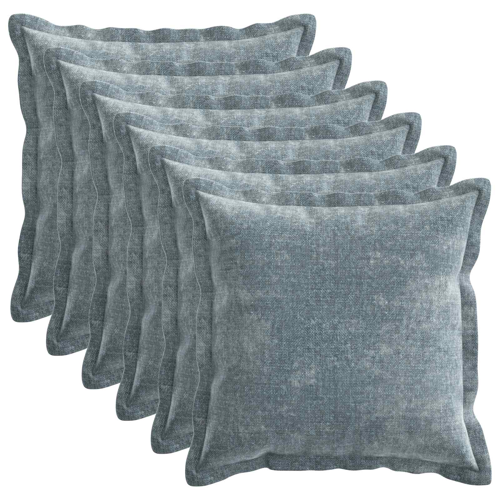 Kussensloop 6 st HOUTEN Lichtblauw 35 x 35 cm Chenille Stof image 2