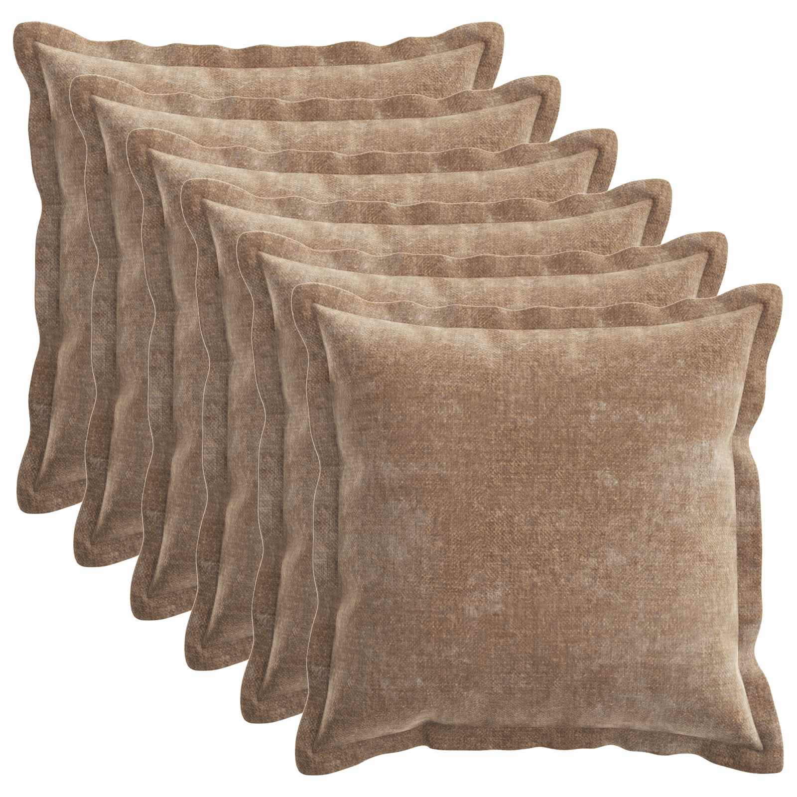 Kussensloop 6 st HOUTEN Bruin 35 x 35 cm Chenille Stof image 2