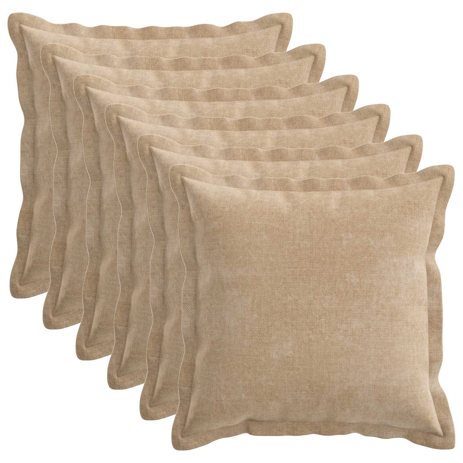 Kussensloop 6 st HOUTEN Taupe 35 x 35 cm Chenille Stof image 2
