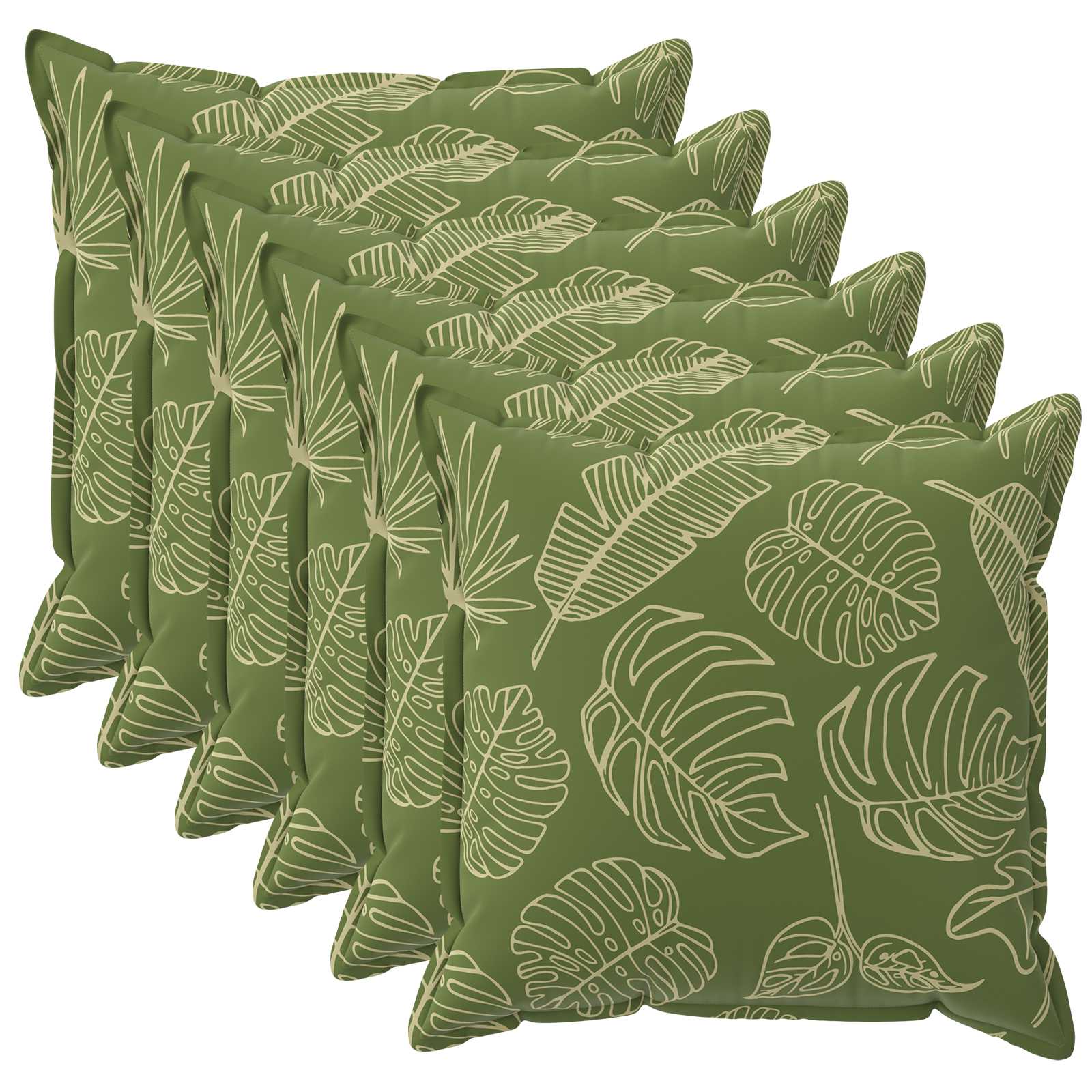 Kussensloop 6 st HOUTEN Bladontwerp 35 x 35 cm Polyester image 1