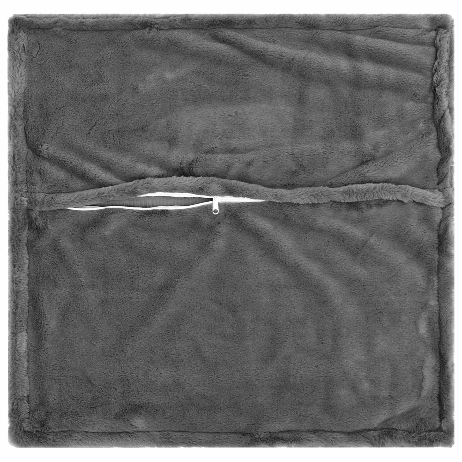 Kussensloop 6 st HOUTEN Donkergrijs 35 x 35 cm Nep Konijnenbont image 3