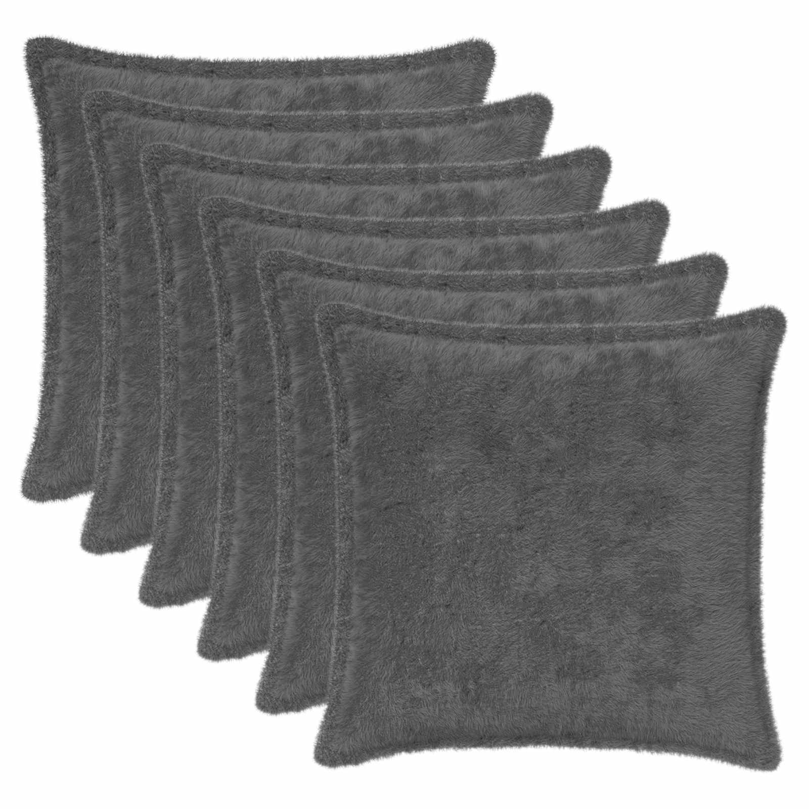 Kussensloop 6 st HOUTEN Donkergrijs 35 x 35 cm Nep Konijnenbont image 1