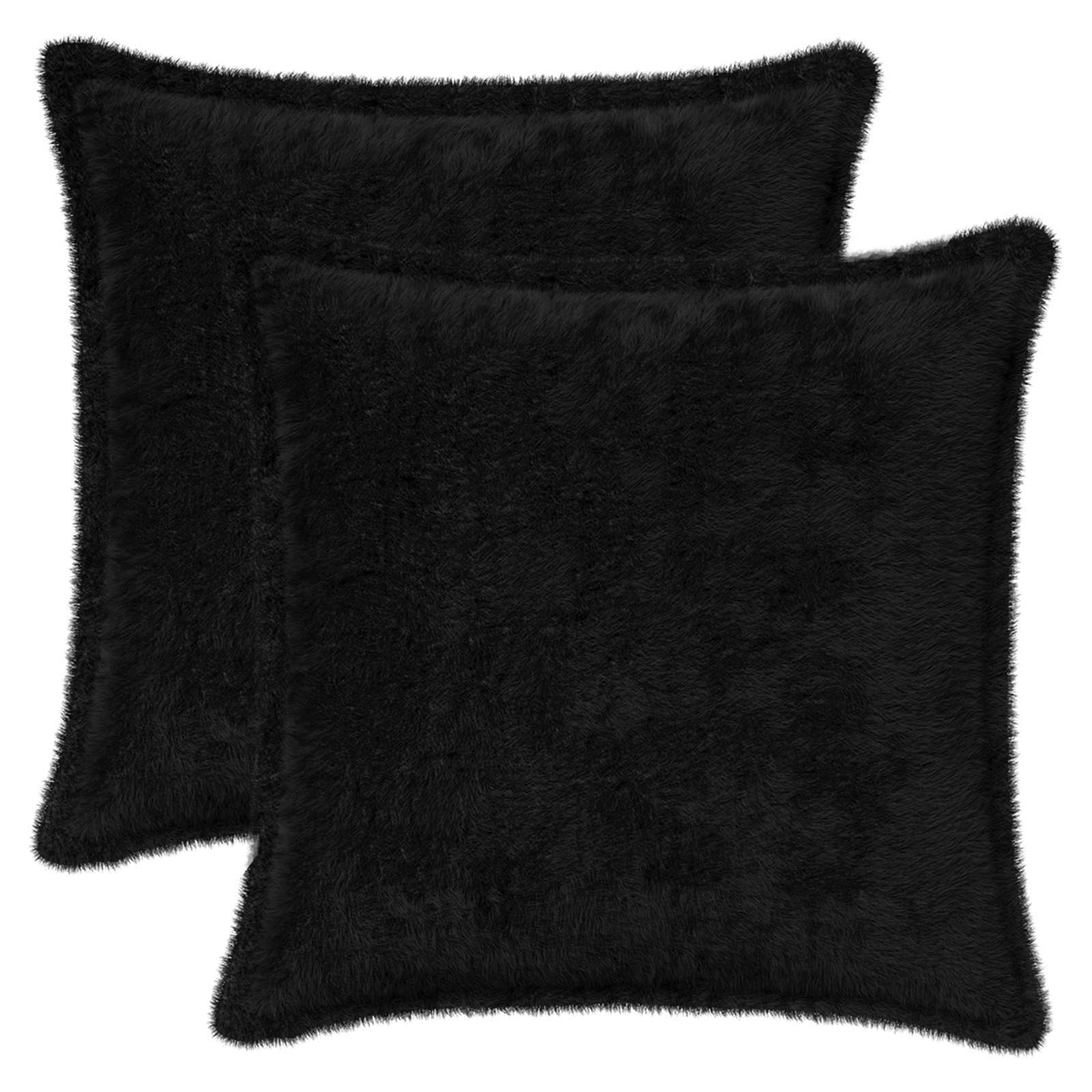 Kussensloop 2 st HOUTEN Zwart 35 x 35 cm Nep Konijnenbont image 1