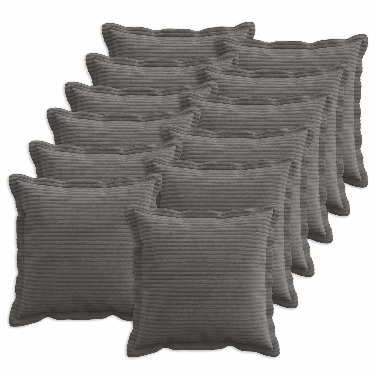 Kussensloop 12 st HOUTEN Donkergrijs 40 x 40 cm corduroy image 1