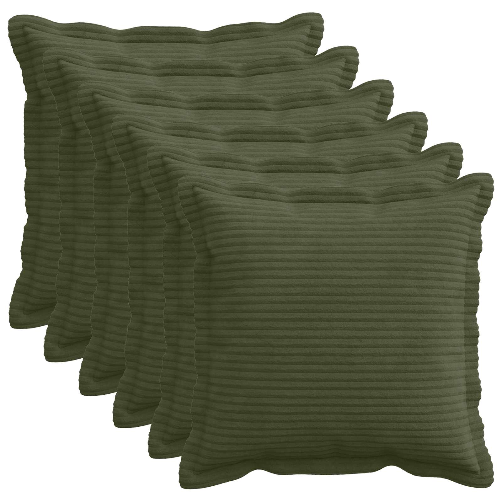 Kussensloop 6 st HOUTEN Groen 40 x 40 cm corduroy image 1