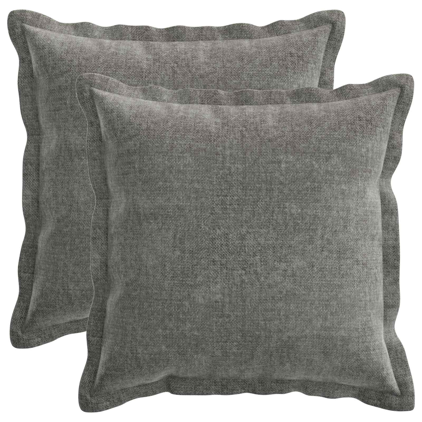Kussensloop 2 st HOUTEN Donkergrijs 40 x 40 cm Chenille Stof image 1