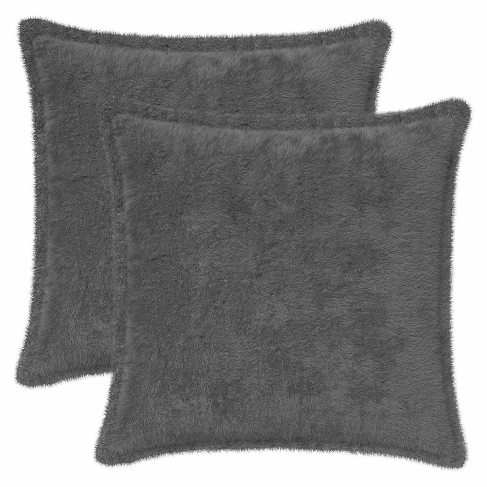 Kussensloop 2 st HOUTEN Donkergrijs 40 x 40 cm Nep Konijnenbont image 1