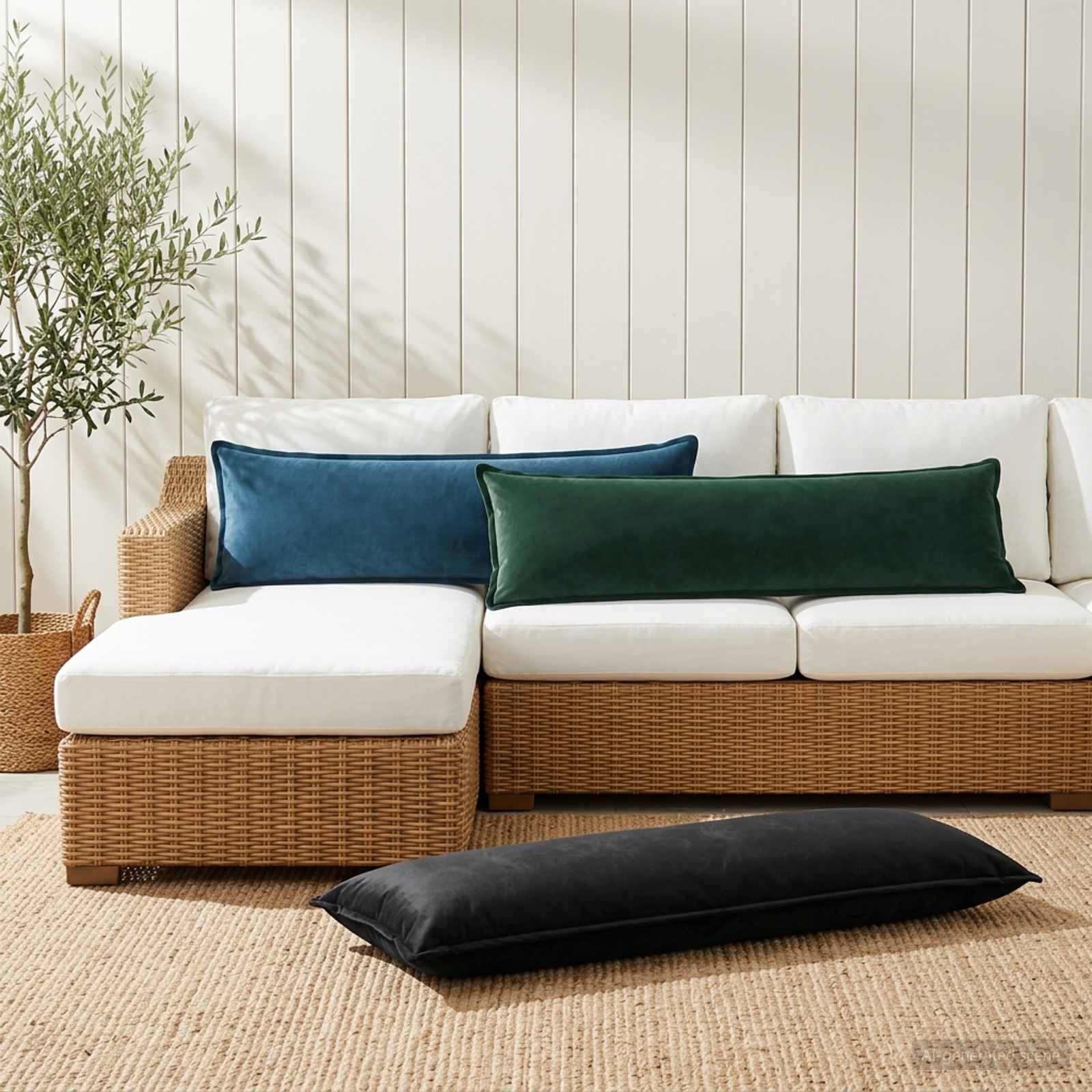 Kussen met kussen HOUTEN Donkergroen 40 x 145 cm fluweel image 1
