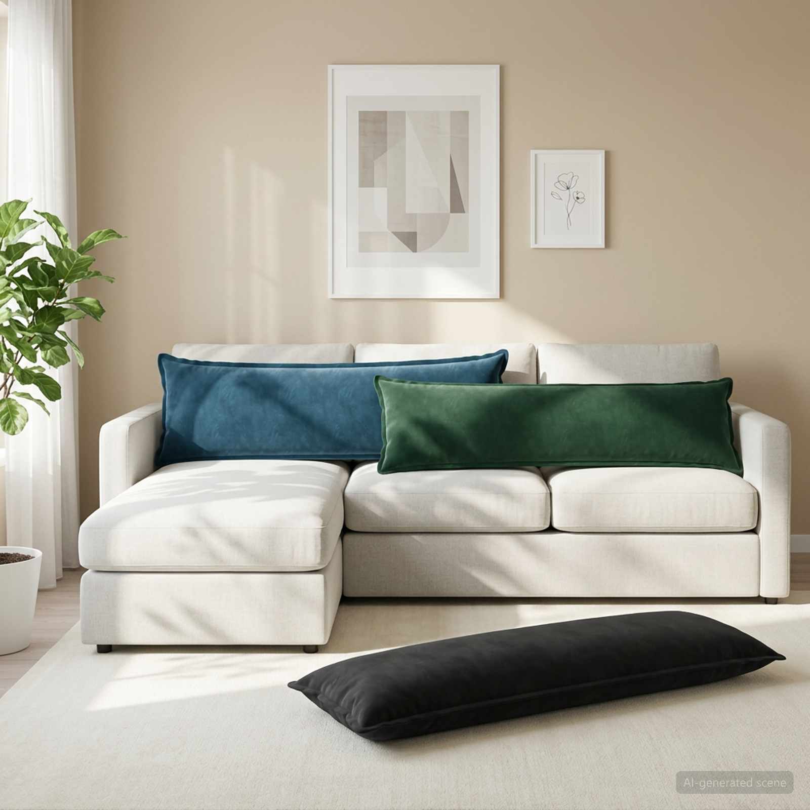 Kussen met kussen HOUTEN Donkergroen 40 x 145 cm fluweel image 3