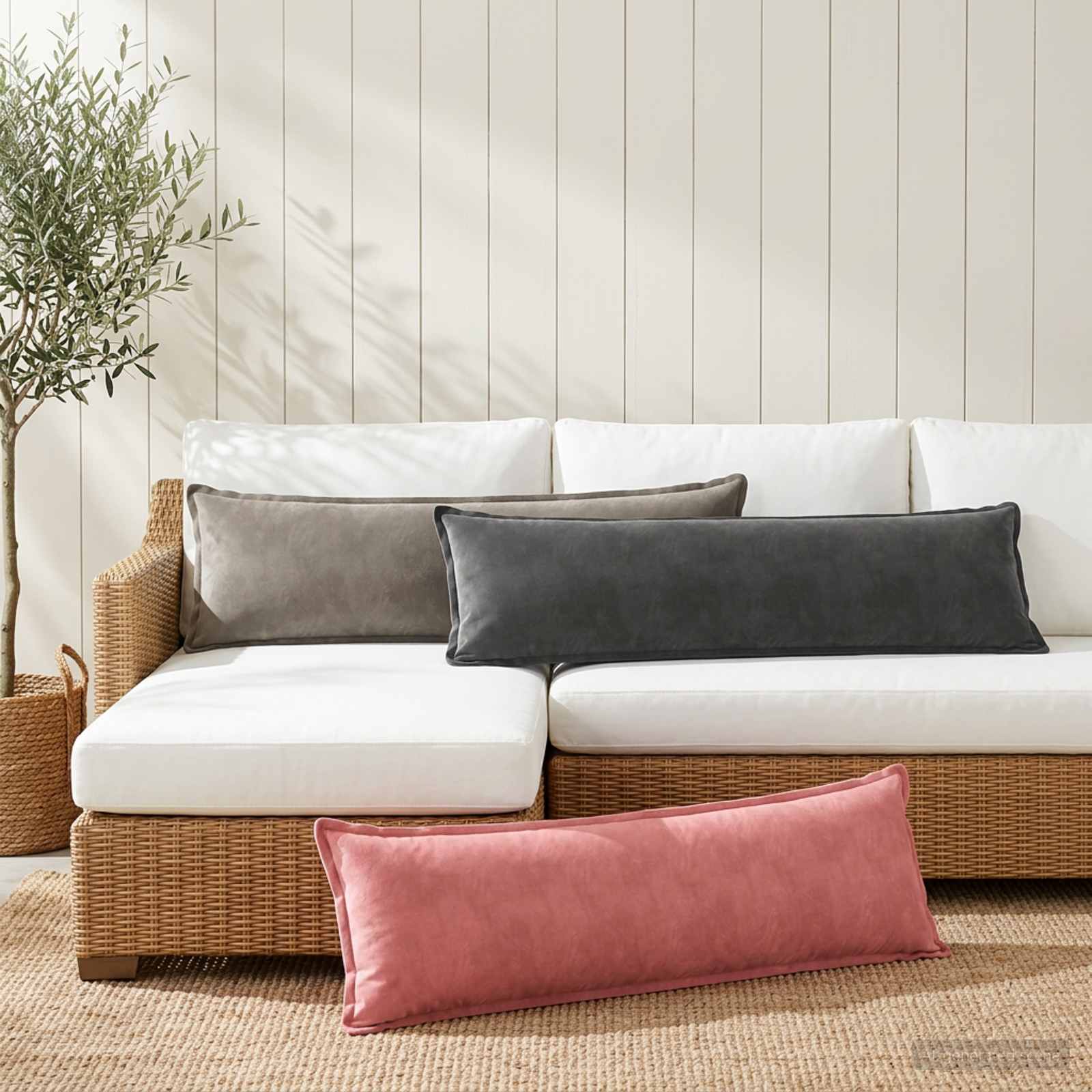 Kussen met kussen HOUTEN Roze 40 x 145 cm fluweel image 3