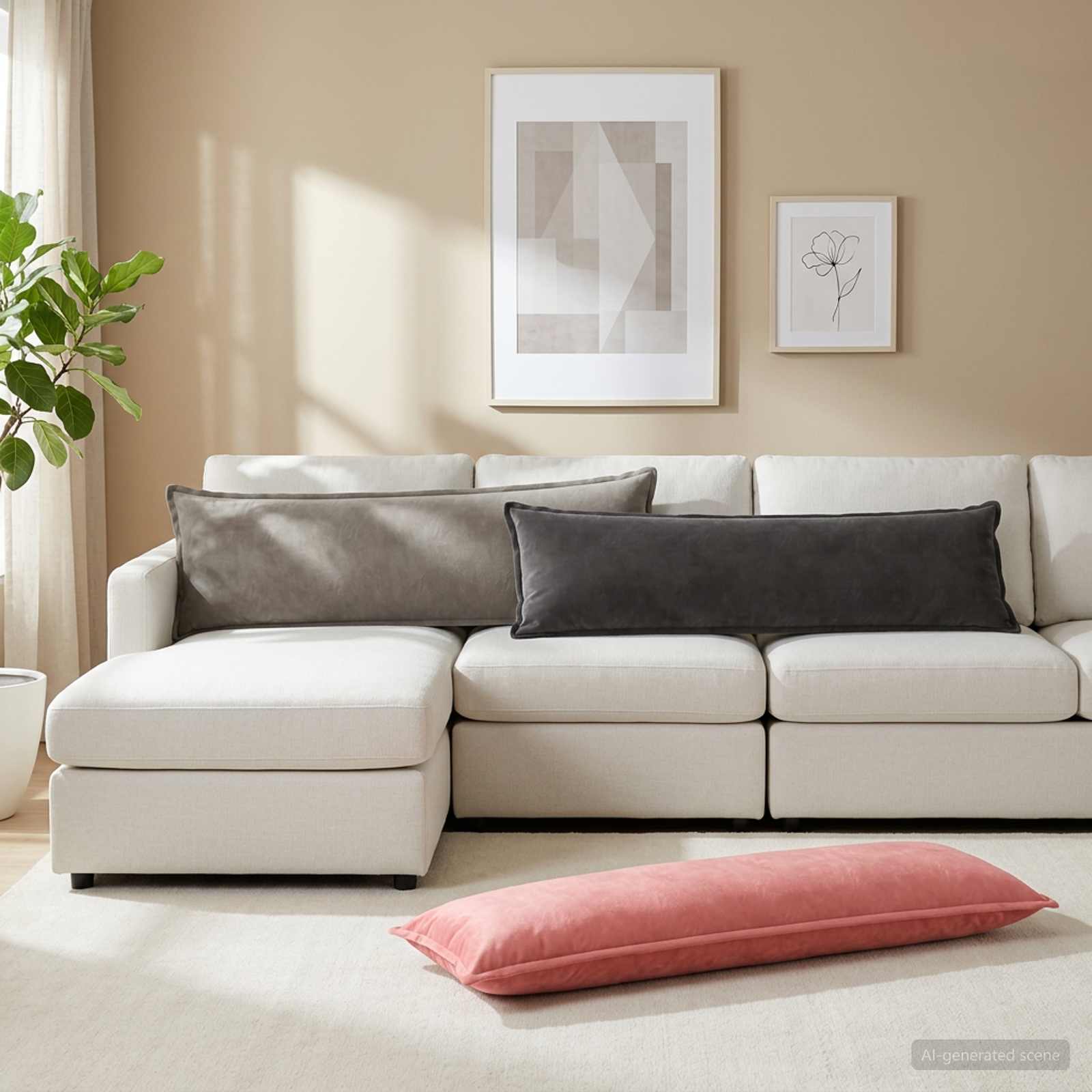 Kussen met kussen HOUTEN Roze 40 x 145 cm fluweel image 1