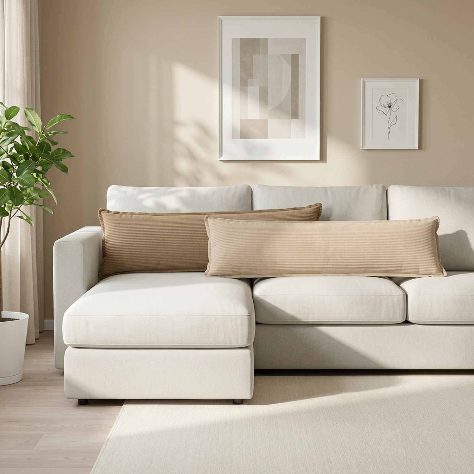 Prevleka za blazino 2 kos HOUTEN Taupe 40 x 145 cm korduroy