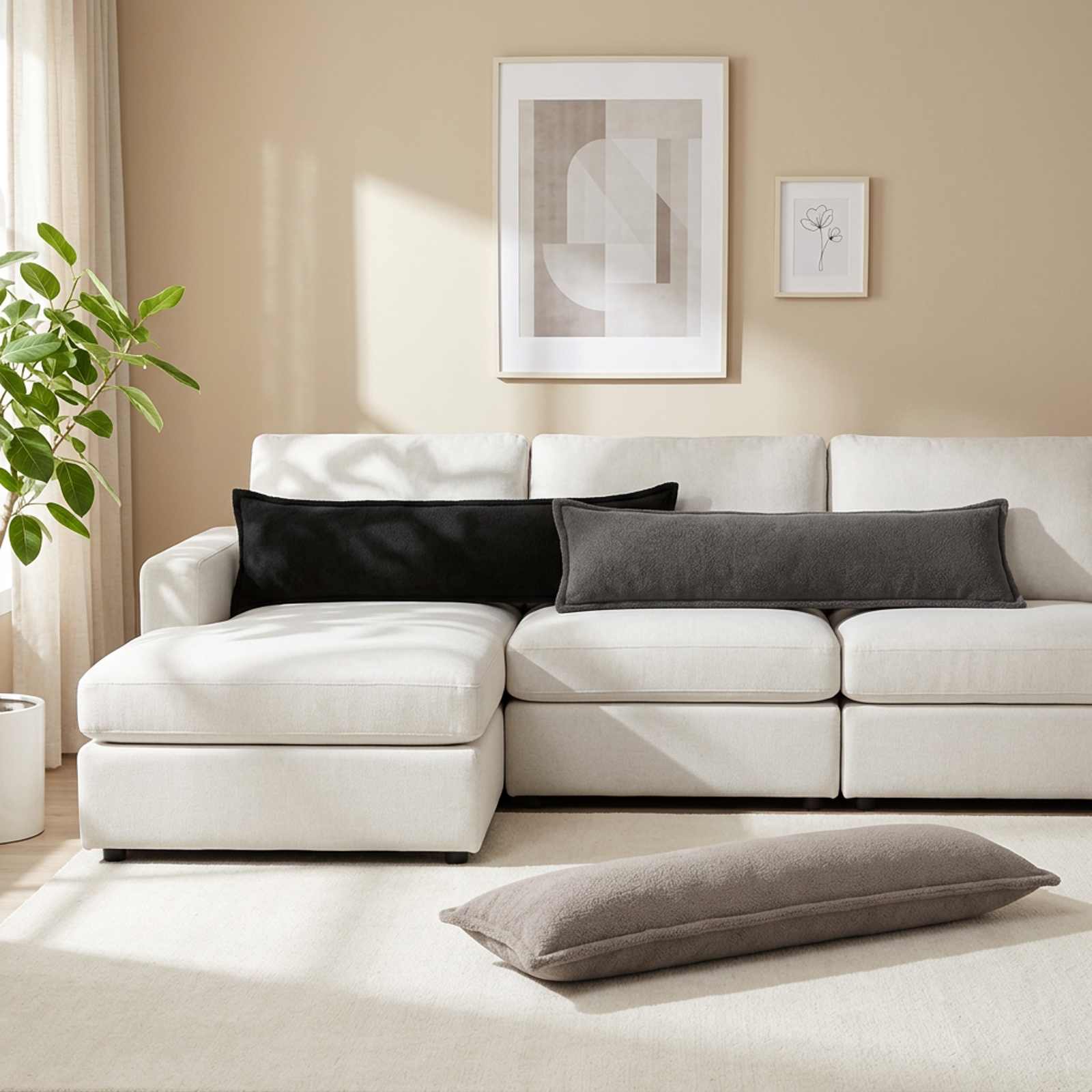 Prevleka za blazino HOUTEN Črna 40 x 145 cm Bouclé