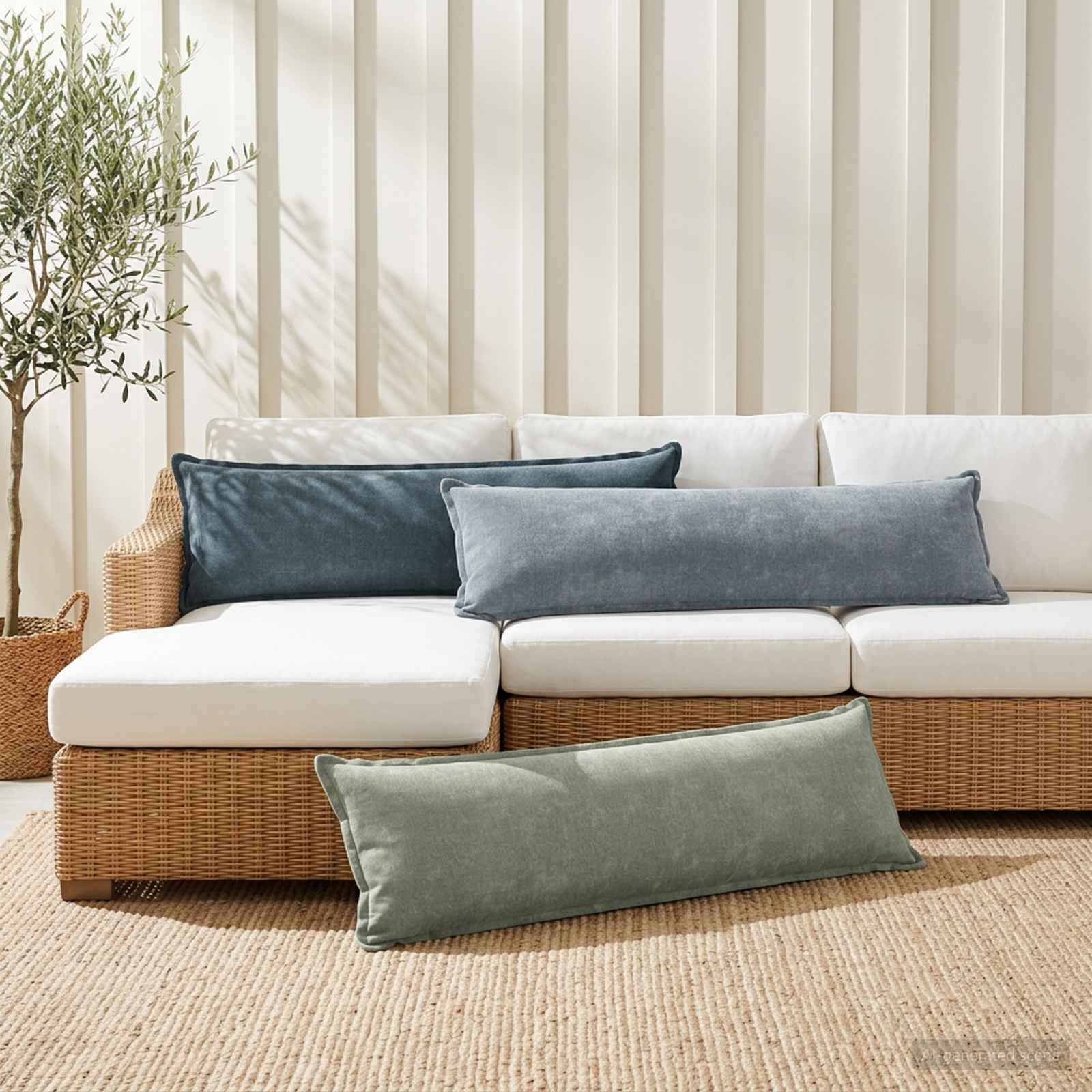 Kussensloop 2 st HOUTEN Groen 40 x 145 cm Chenille Stof image 3