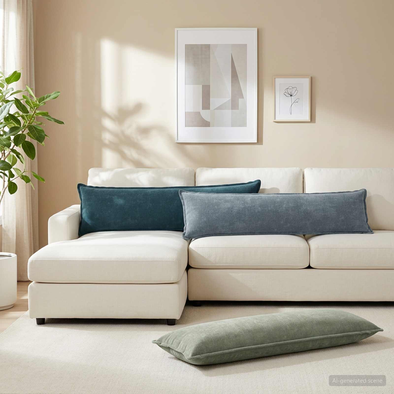 Kussensloop 2 st HOUTEN Groen 40 x 145 cm Chenille Stof image 1