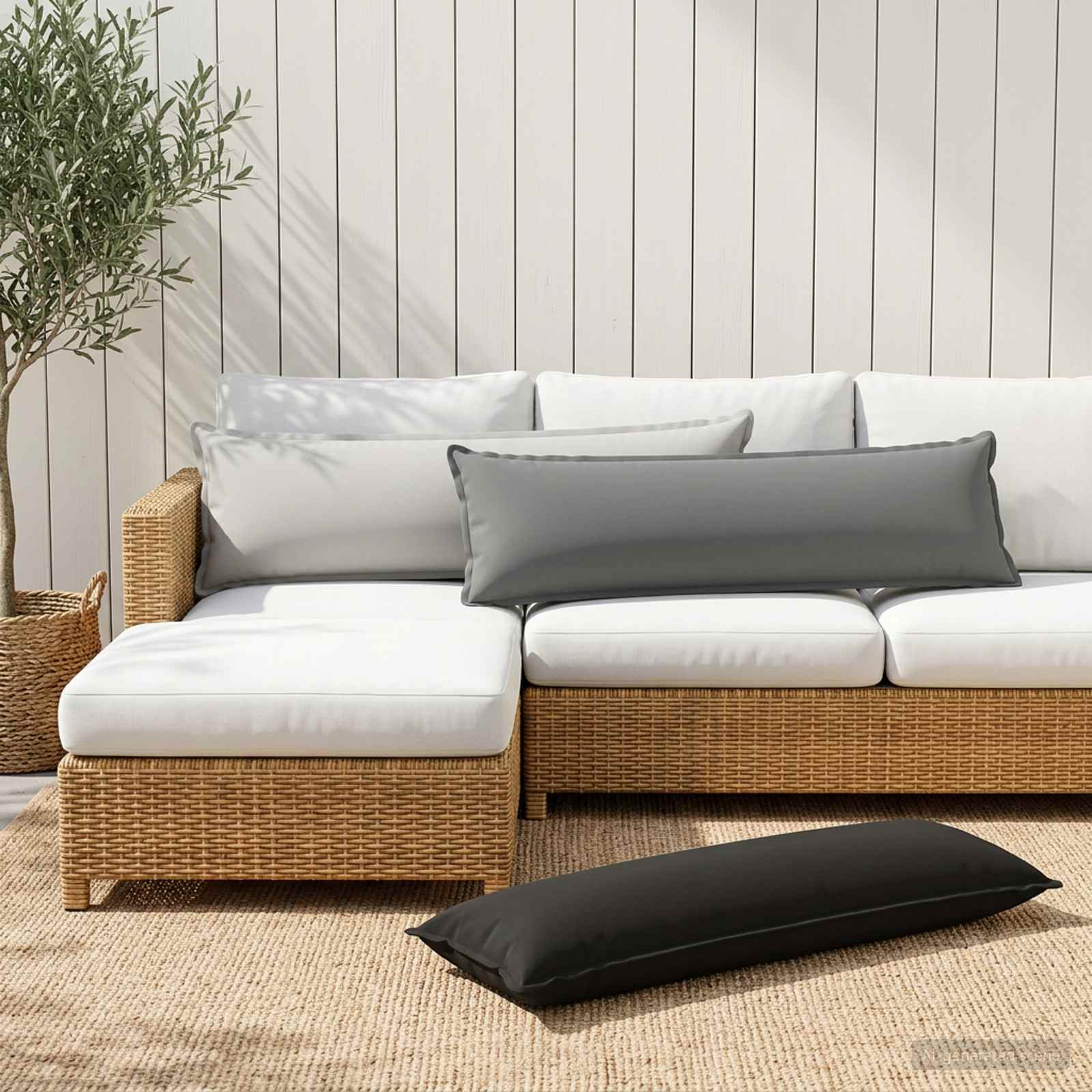 Kussensloop 2 st HOUTEN Grijs 40 x 145 cm Polyester image 1