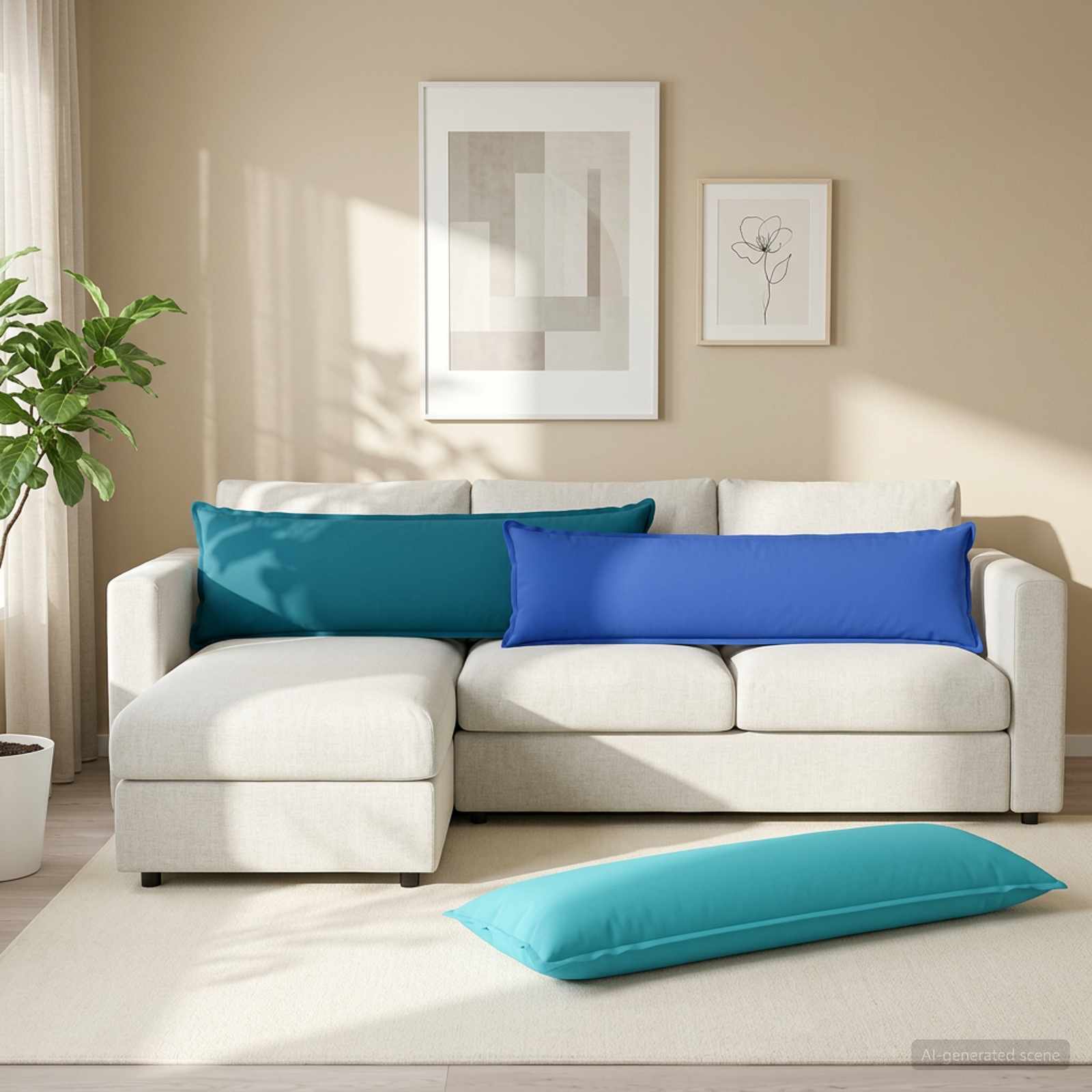 vidaXL Kussensloop 2 st HOUTEN Koninklijk Blauw 40 x 145 cm Polyester