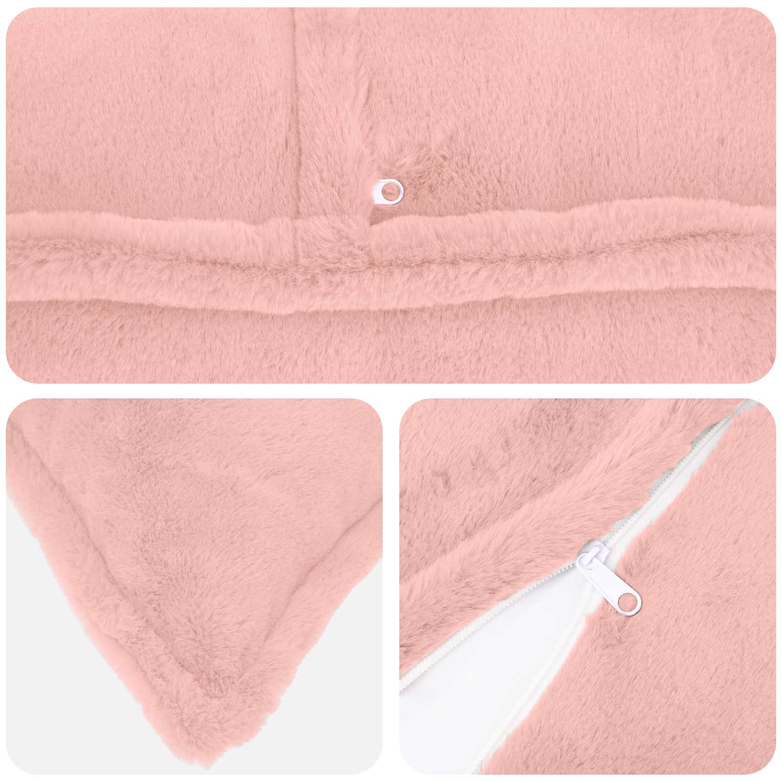 Kussensloop 2 st HOUTEN Roze 40 x 145 cm Nep Konijnenbont image 4