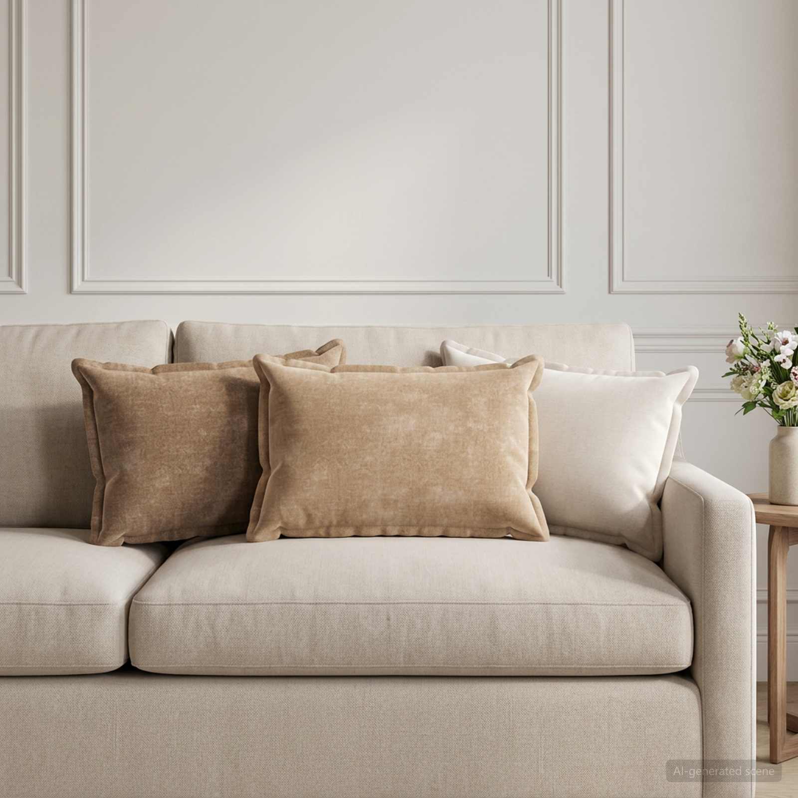 Kussensloop 2 st HOUTEN Taupe 40 x 60 cm Chenille Stof image 1