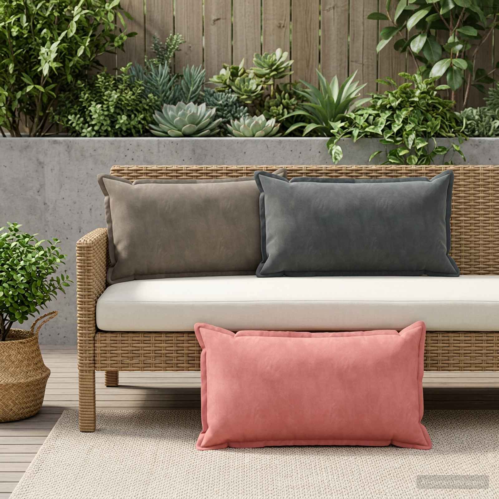 Kussen met kussen HOUTEN 6 st Roze fluweel image 1