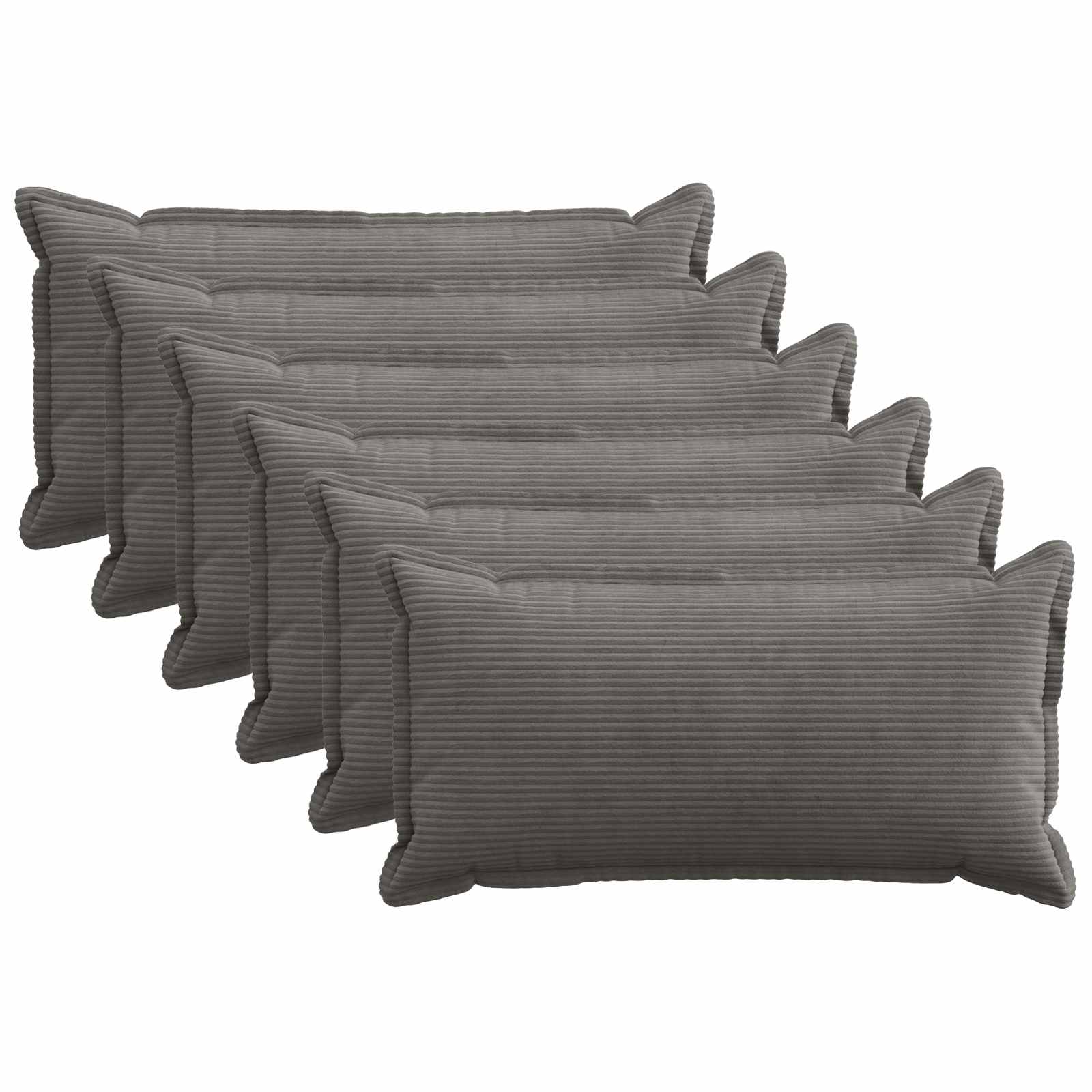 Kussensloop 6 st HOUTEN Donkergrijs 40 x 70 cm corduroy image 1