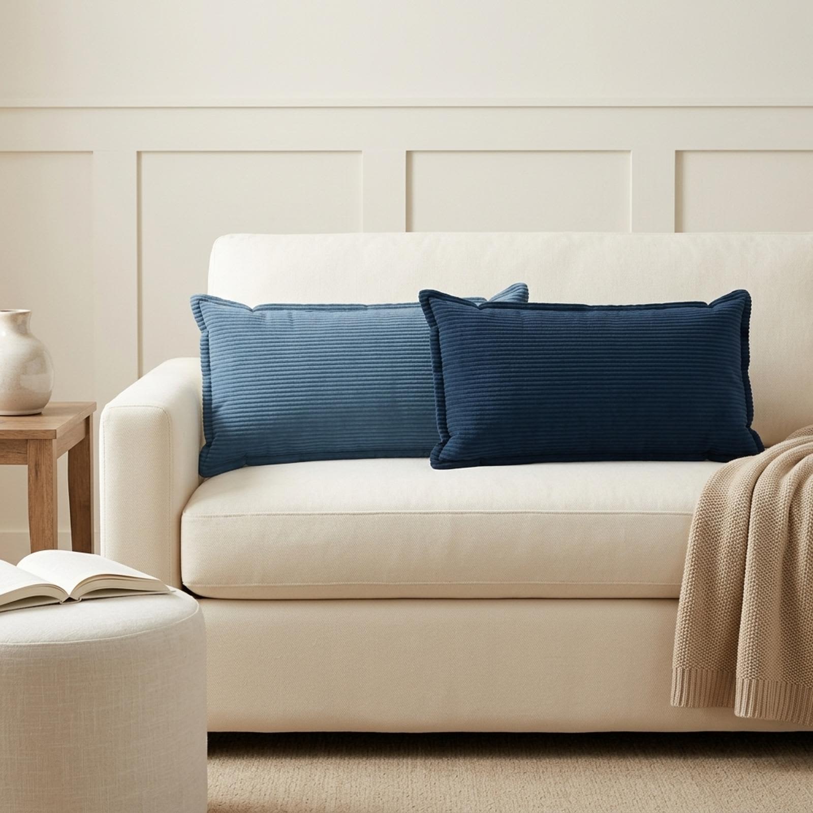 vidaXL Pudebetræk 2 stk. HOUTEN Blå 40 x 70 cm cordfløjl