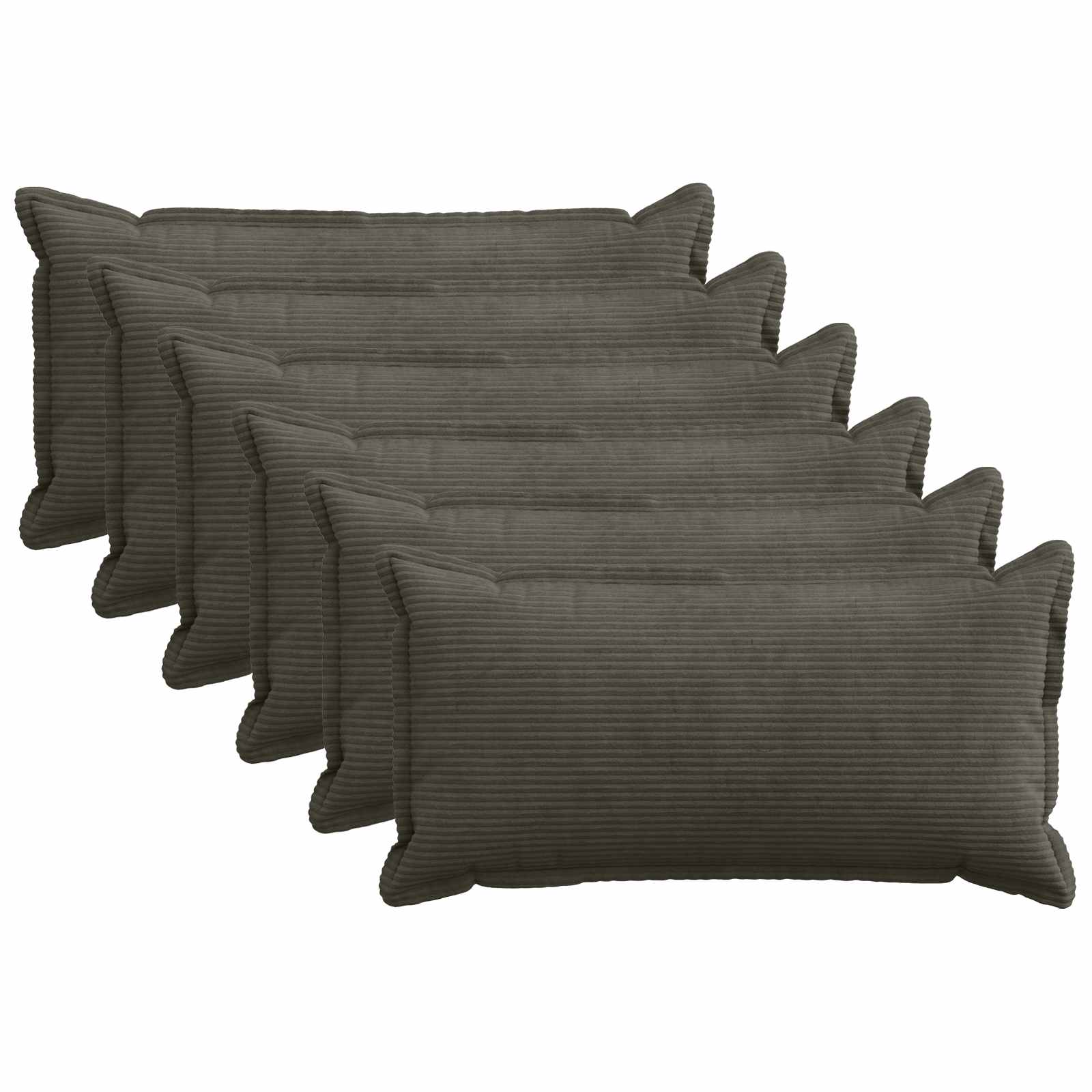 Kussensloop 6 st HOUTEN Antraciet 40 x 70 cm corduroy image 1