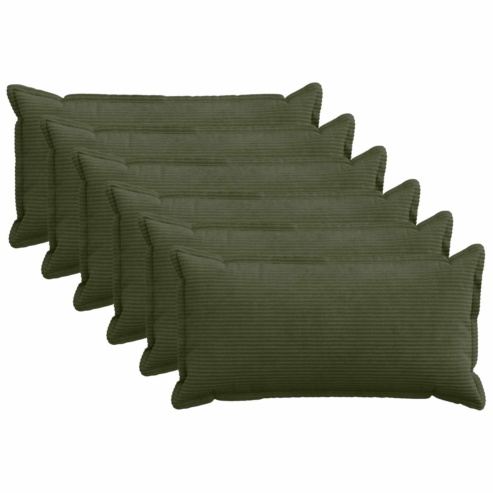Kussensloop 6 st HOUTEN Groen 40 x 70 cm corduroy image 1