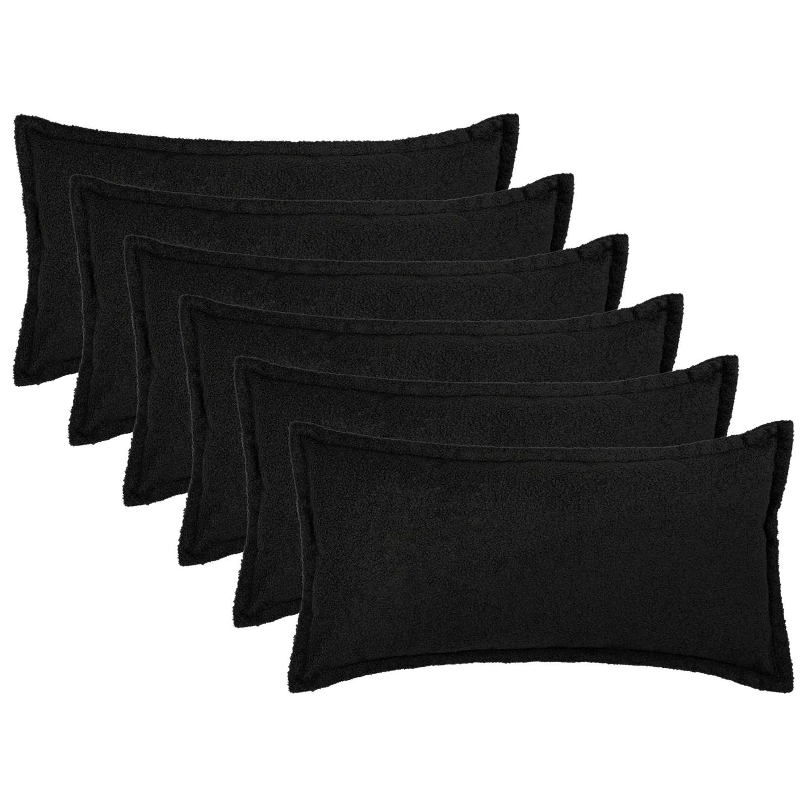 Kussensloop 6 pcs HOUTEN Zwart 40 x 70 cm Bouclé image 1