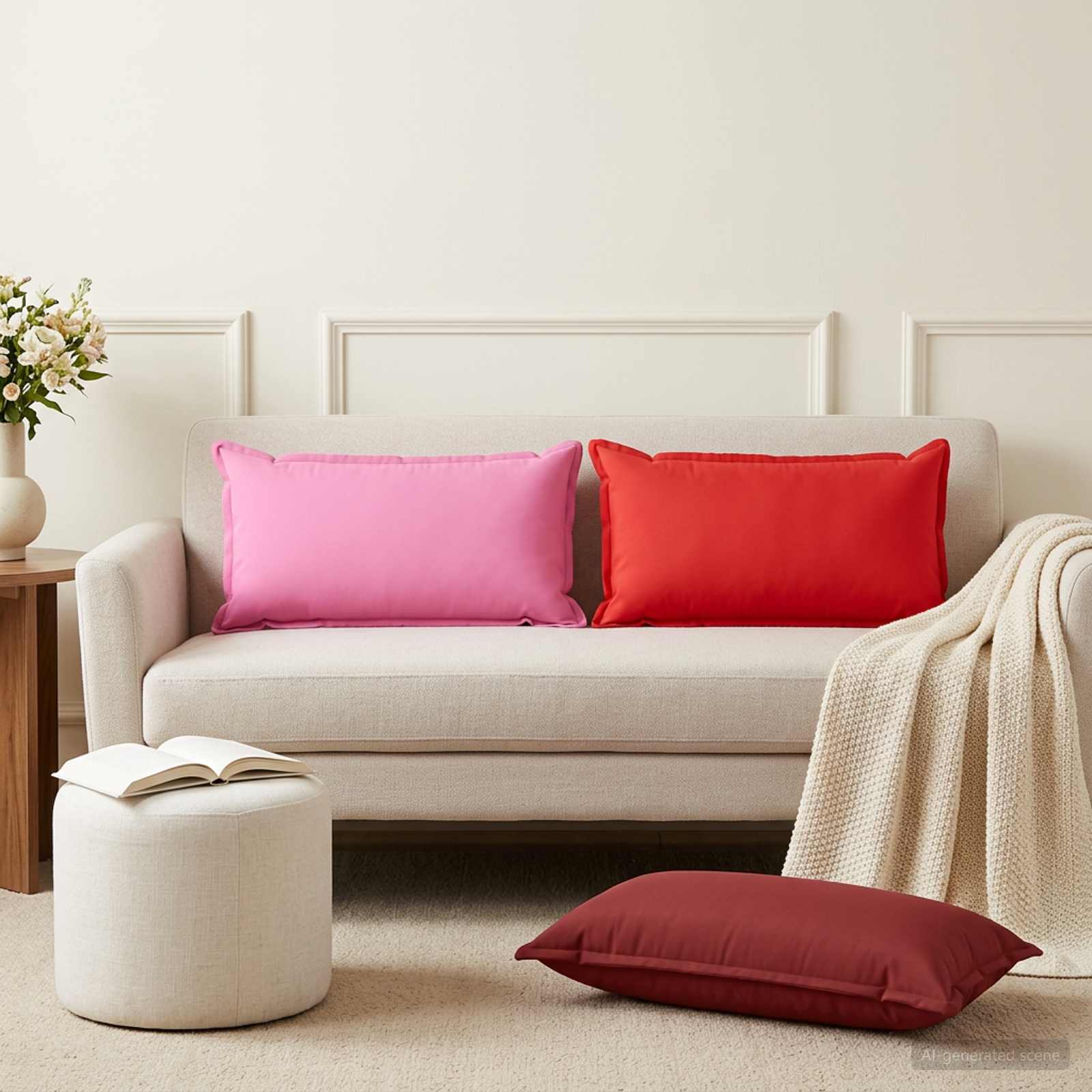 Kussen met kussen HOUTEN 6 st Rood Polyester