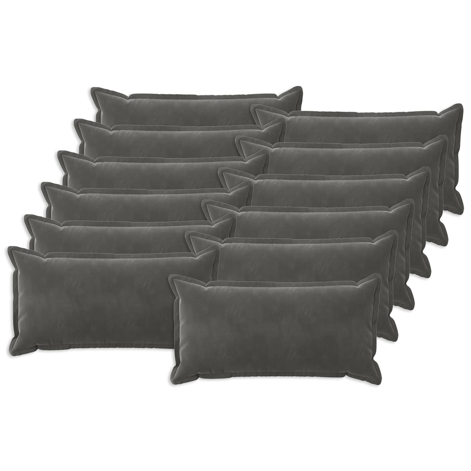 Kussensloop 12 pcs HOUTEN Donkergrijs 40 x 80 cm Fluweel image 1
