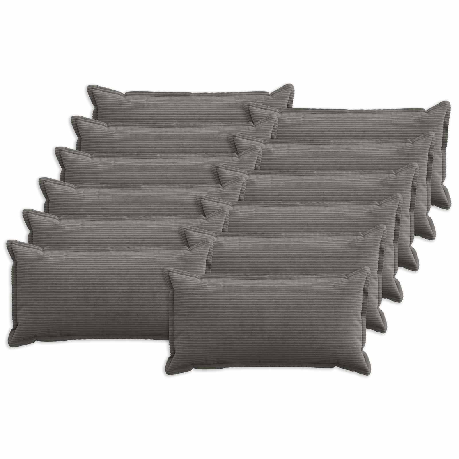 Kussensloop 12 st HOUTEN Donkergrijs 40 x 80 cm corduroy image 1