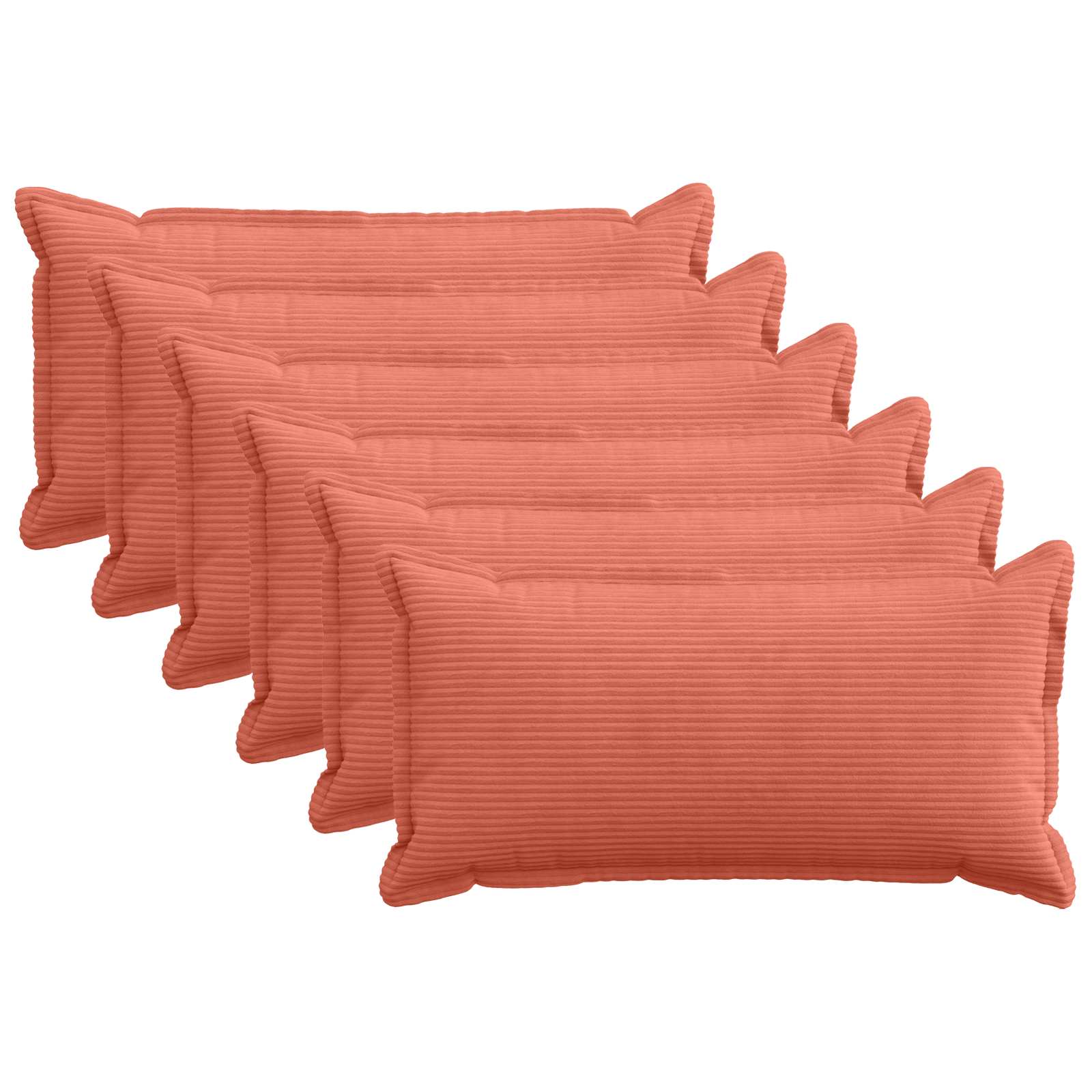 Kussensloop 6 st HOUTEN Rood-oranje 40 x 80 cm corduroy image 1