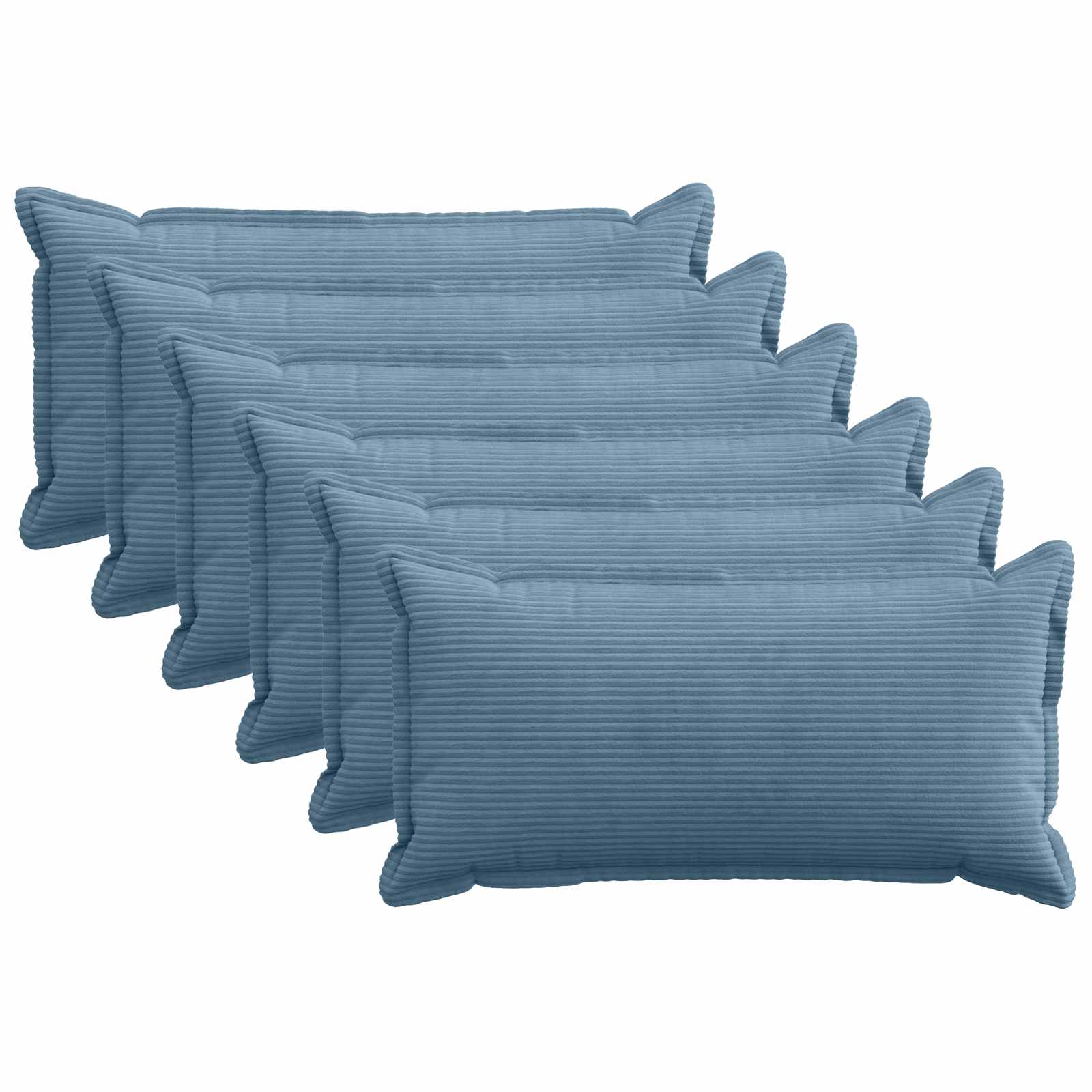 Kussensloop 6 st HOUTEN Blauw 40 x 80 cm corduroy image 1