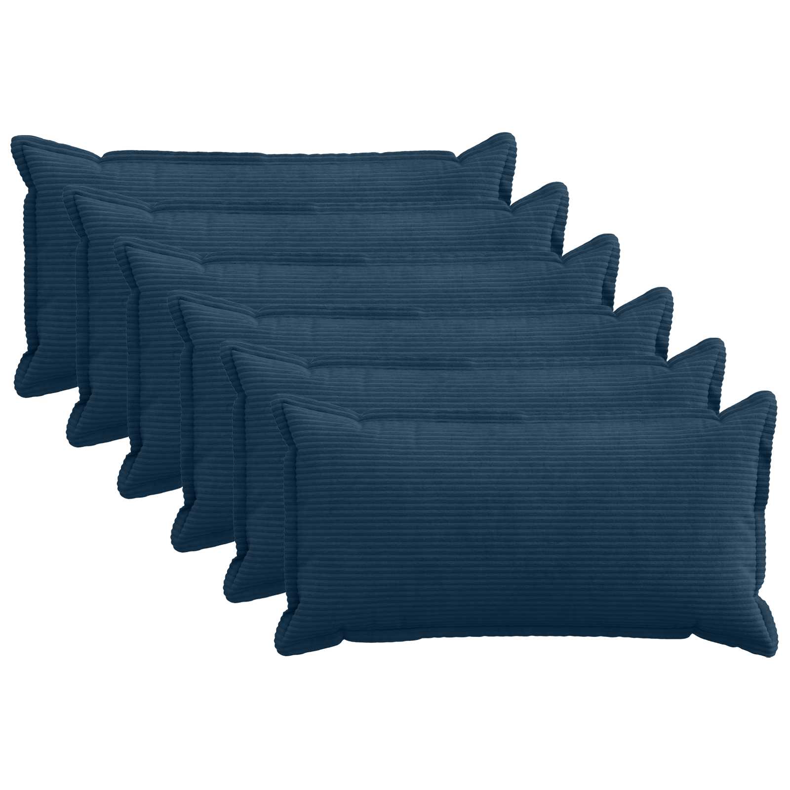 Kussensloop 6 st HOUTEN Marineblauw 40 x 80 cm corduroy image 1