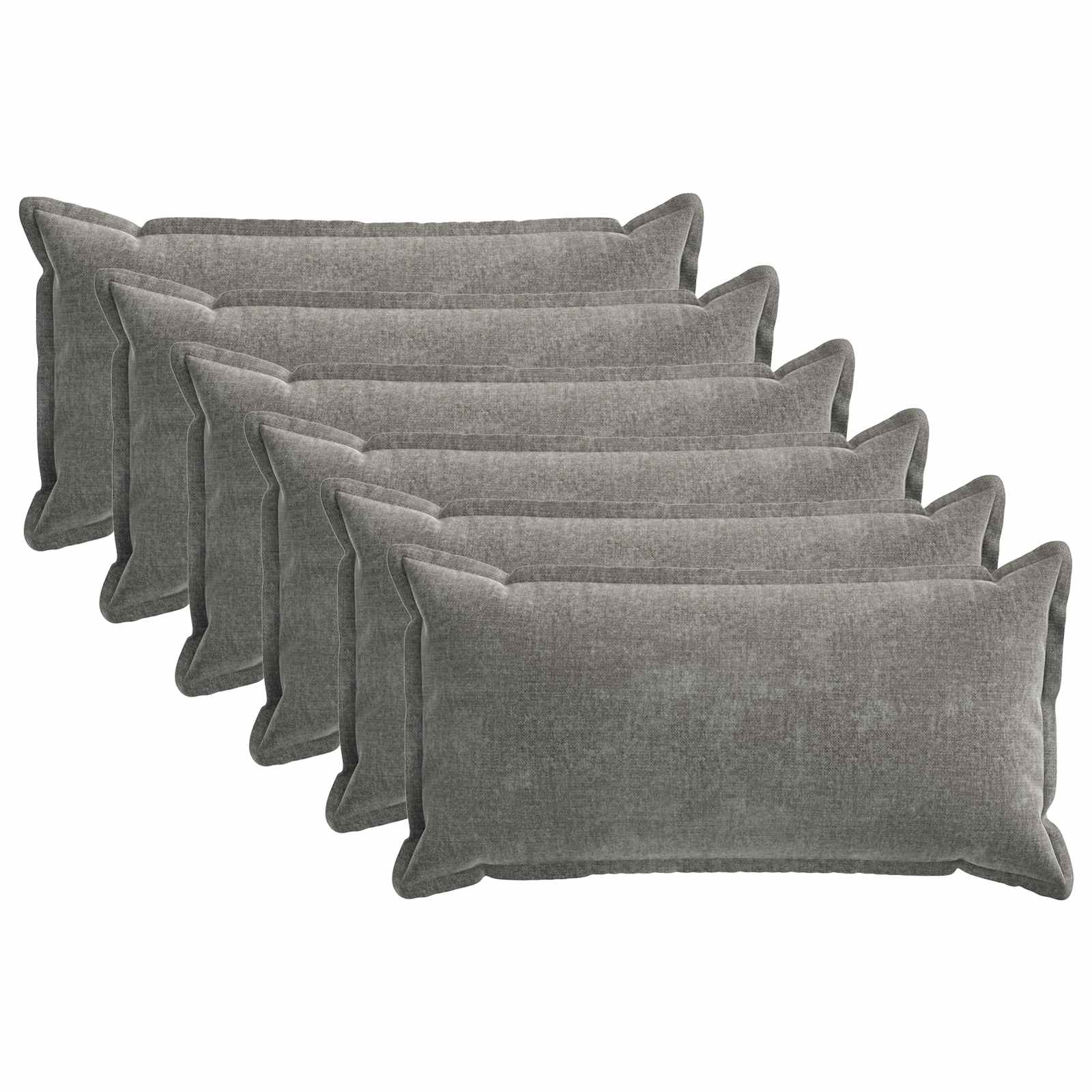 Kussensloop 6 st HOUTEN Donkergrijs 40 x 80 cm Chenille Stof image 2
