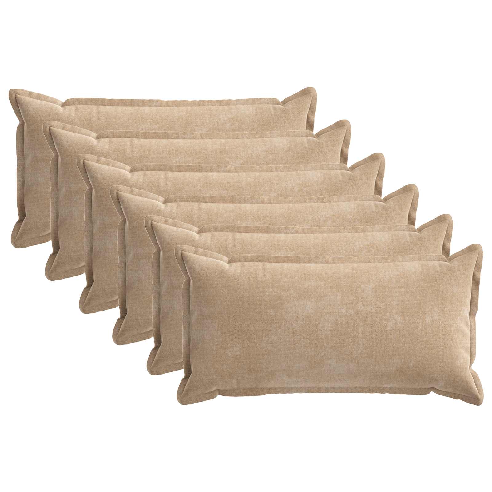 Kussensloop 6 st HOUTEN Taupe 40 x 80 cm Chenille Stof image 2